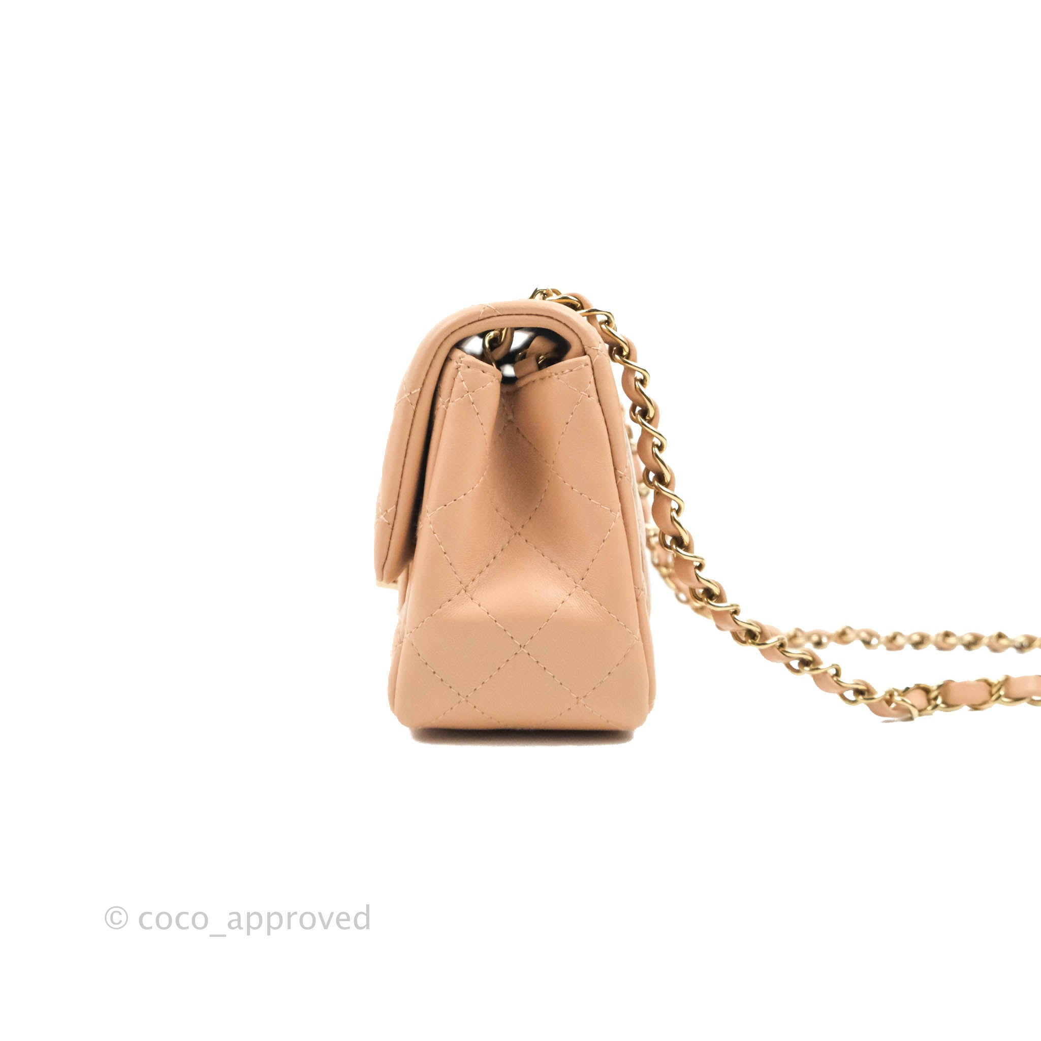 Chanel Mini Square Beige Lambskin Gold Hardware 21A – Coco Approved Studio
