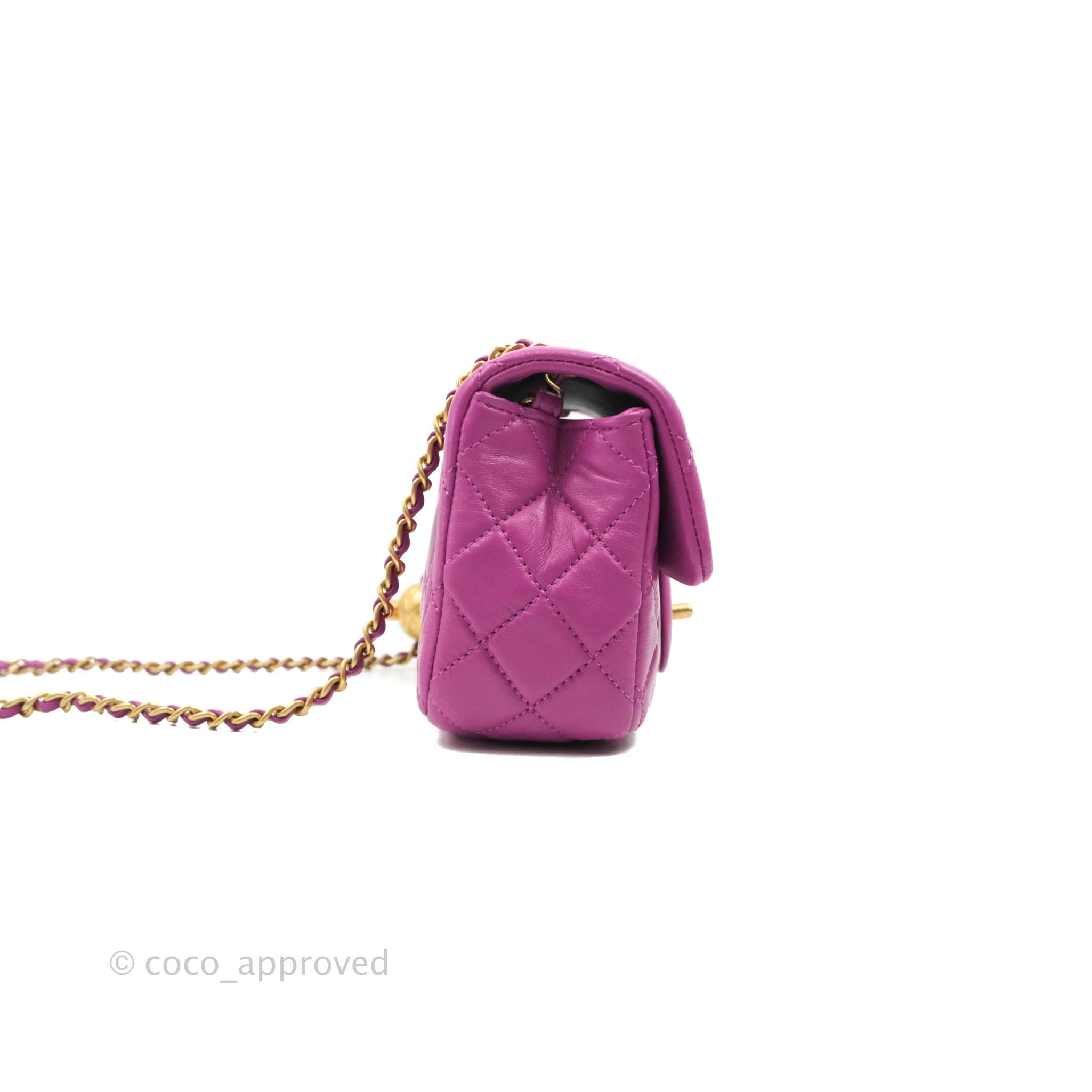 Chanel Mini Rectangular Pearl Crush Quilted Purple Lambskin Aged Gold –  Coco Approved Studio