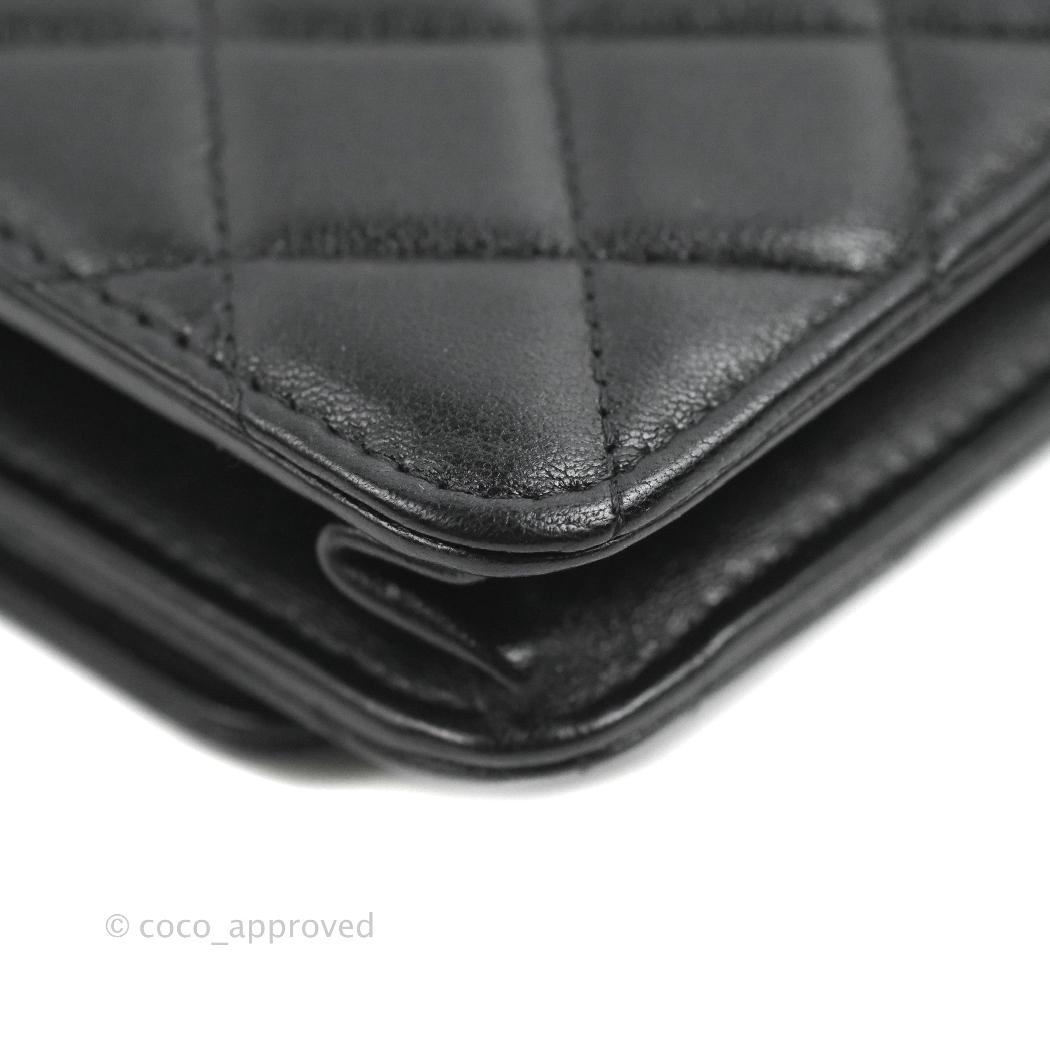 Chanel Black Quilted Lambskin Wallet On Chain WOC Brushed