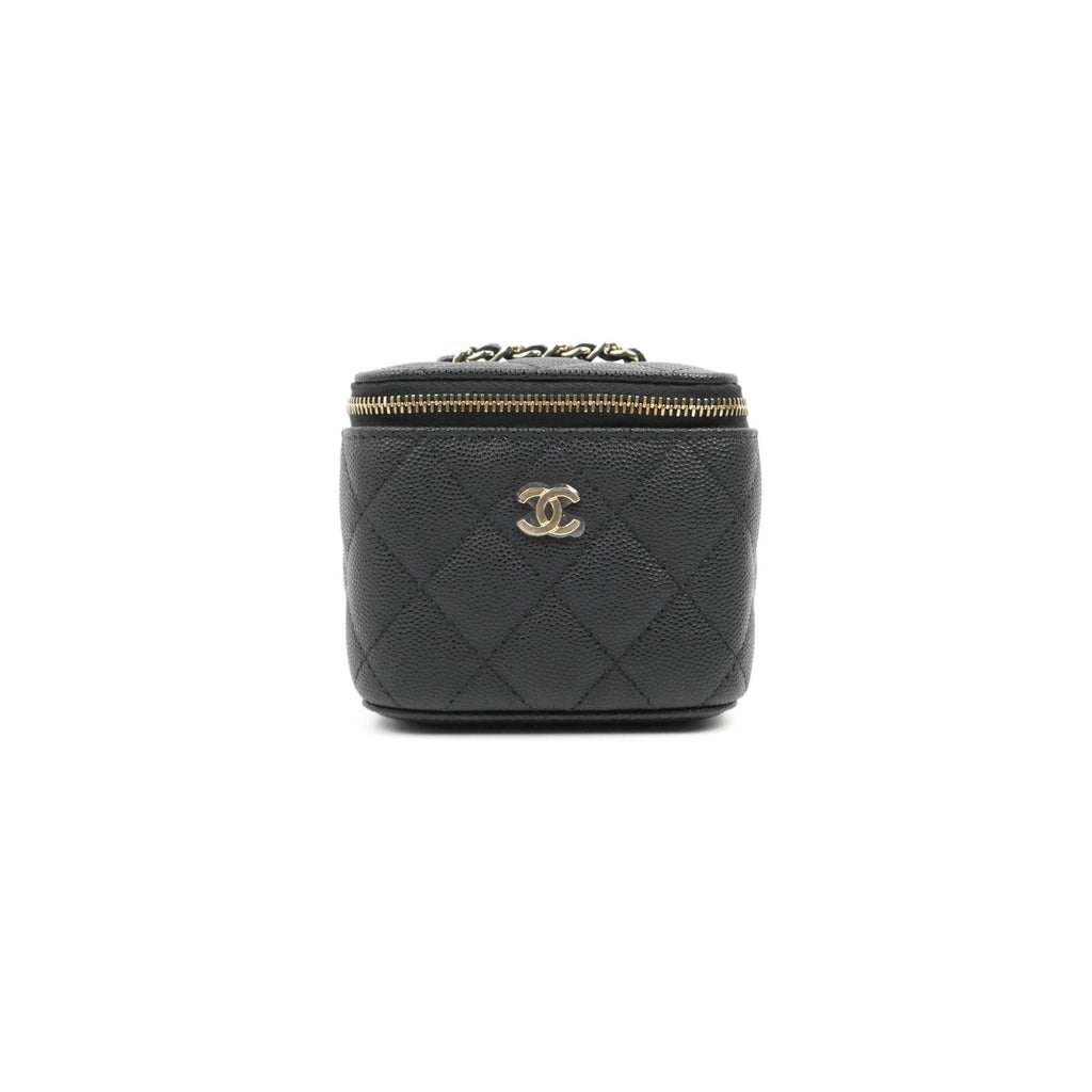 Chanel Mini Vanity With Chain Black Caviar Gold Hardware