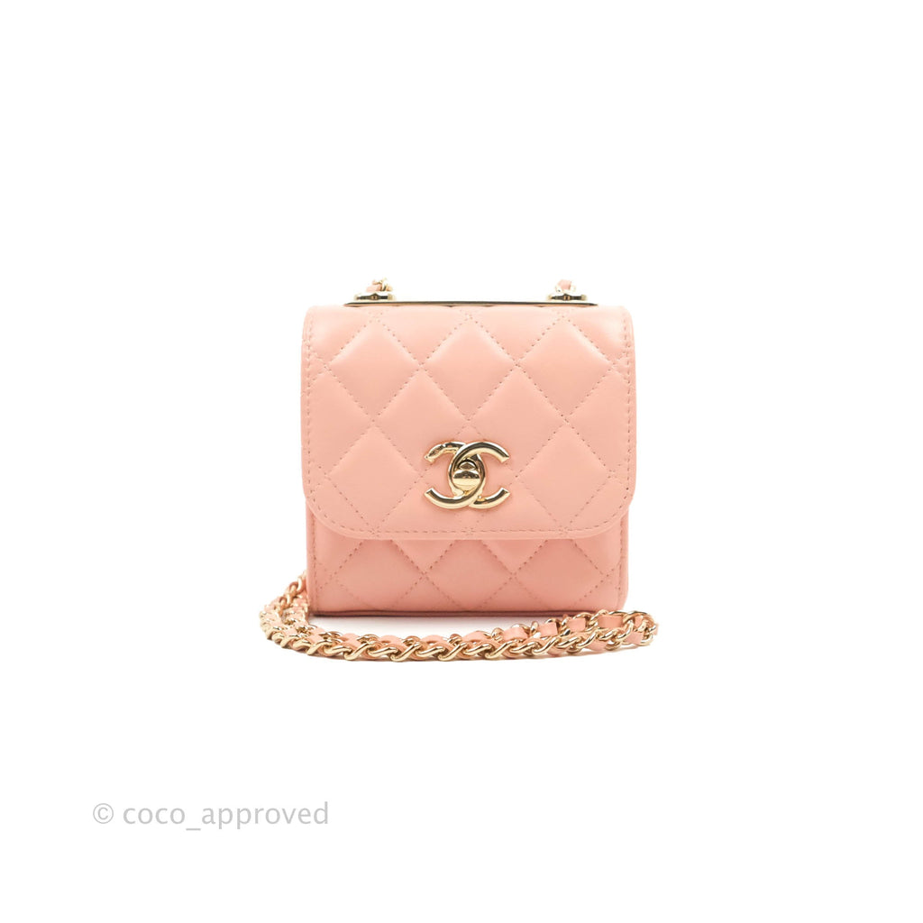 Chanel Mini Quilted Trendy CC Clutch With Chain Pink Lambskin Gold Hardware