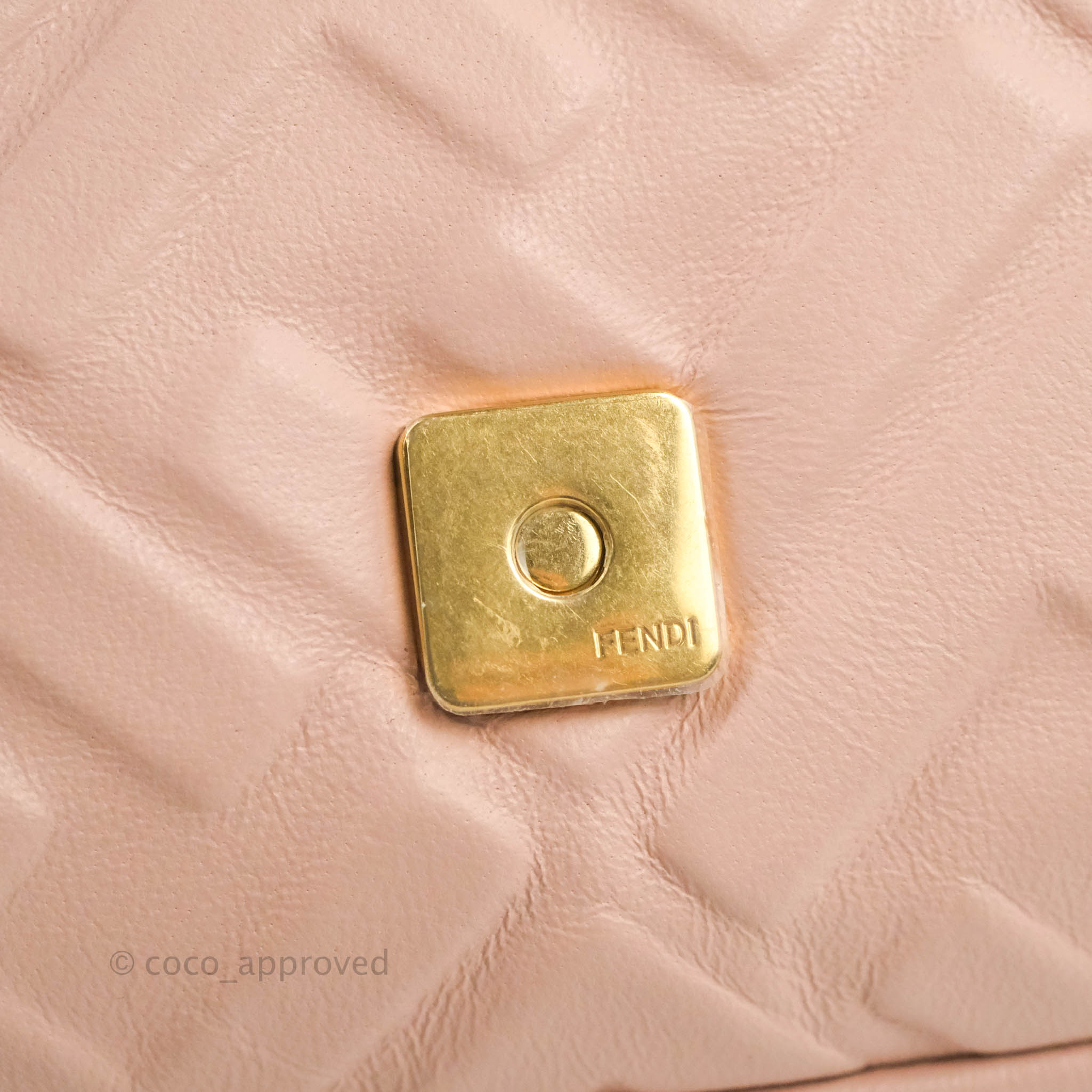 Fendi Nappa FF 1974 Embossed Baguette Rosa Quarzo