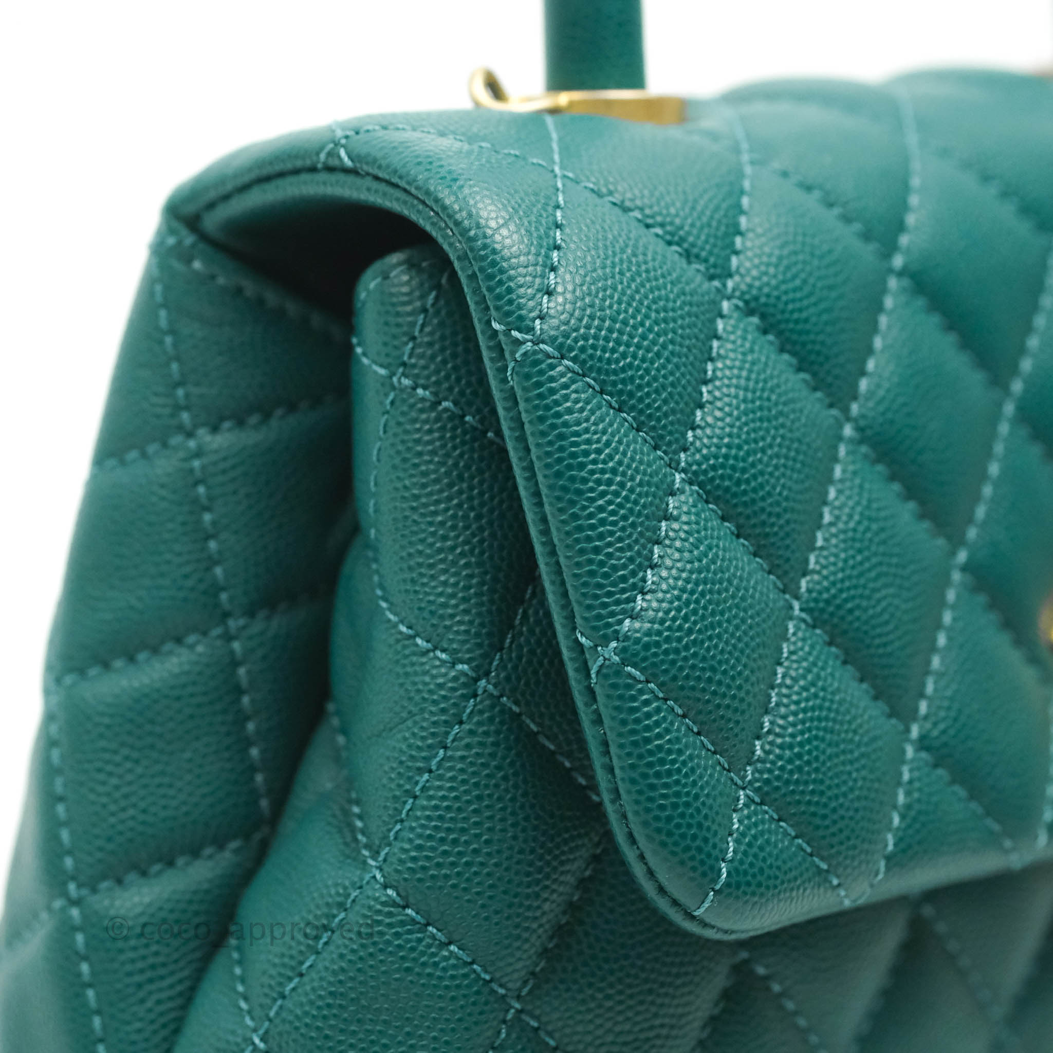Chanel Small Quilted Coco Handle Teal Green Caviar Gold Hardware – Coco  Approved Studio