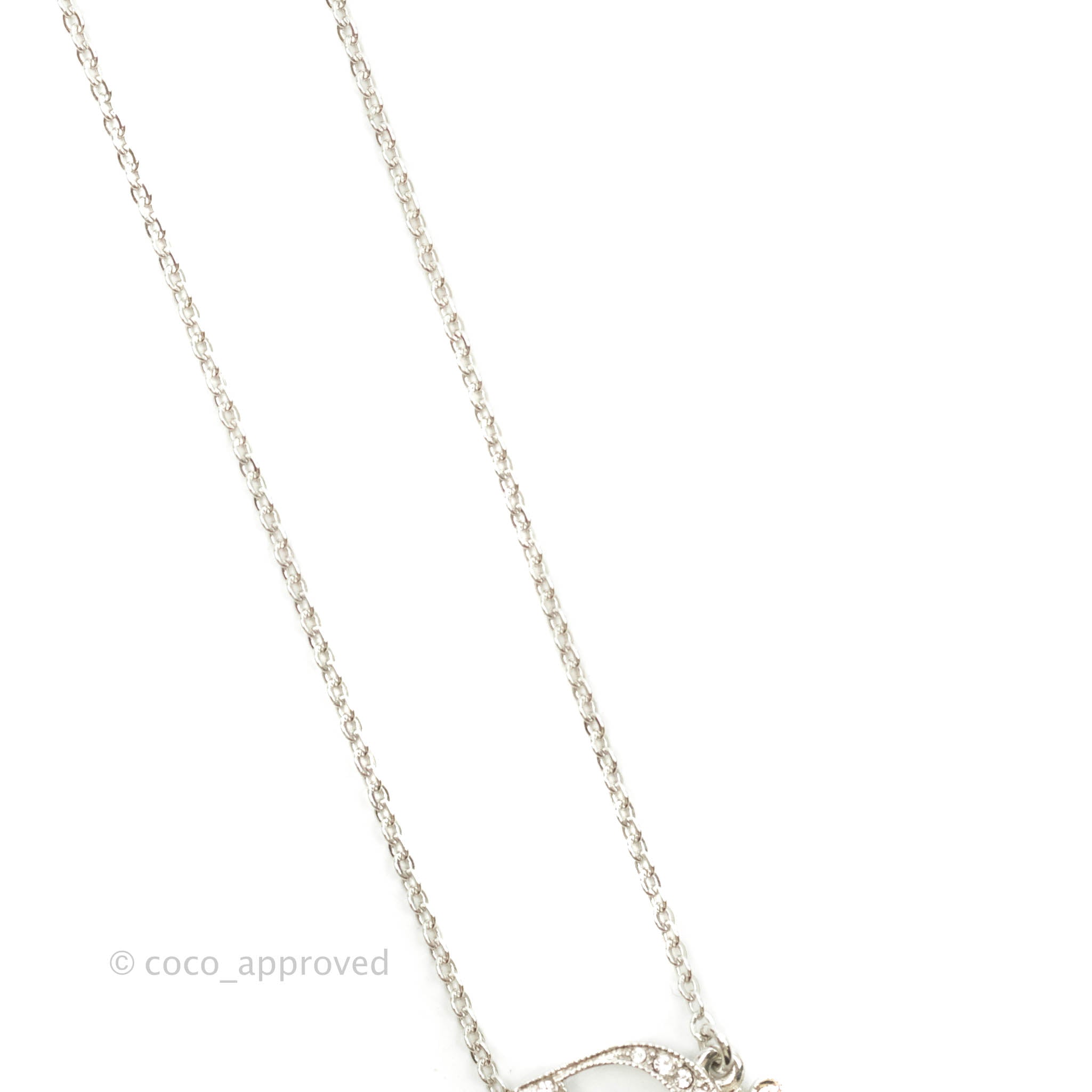 Christian Dior Crystal & Quartz Clover Necklace - Silver-Tone Metal Pendant  Necklace, Necklaces - CHR120588
