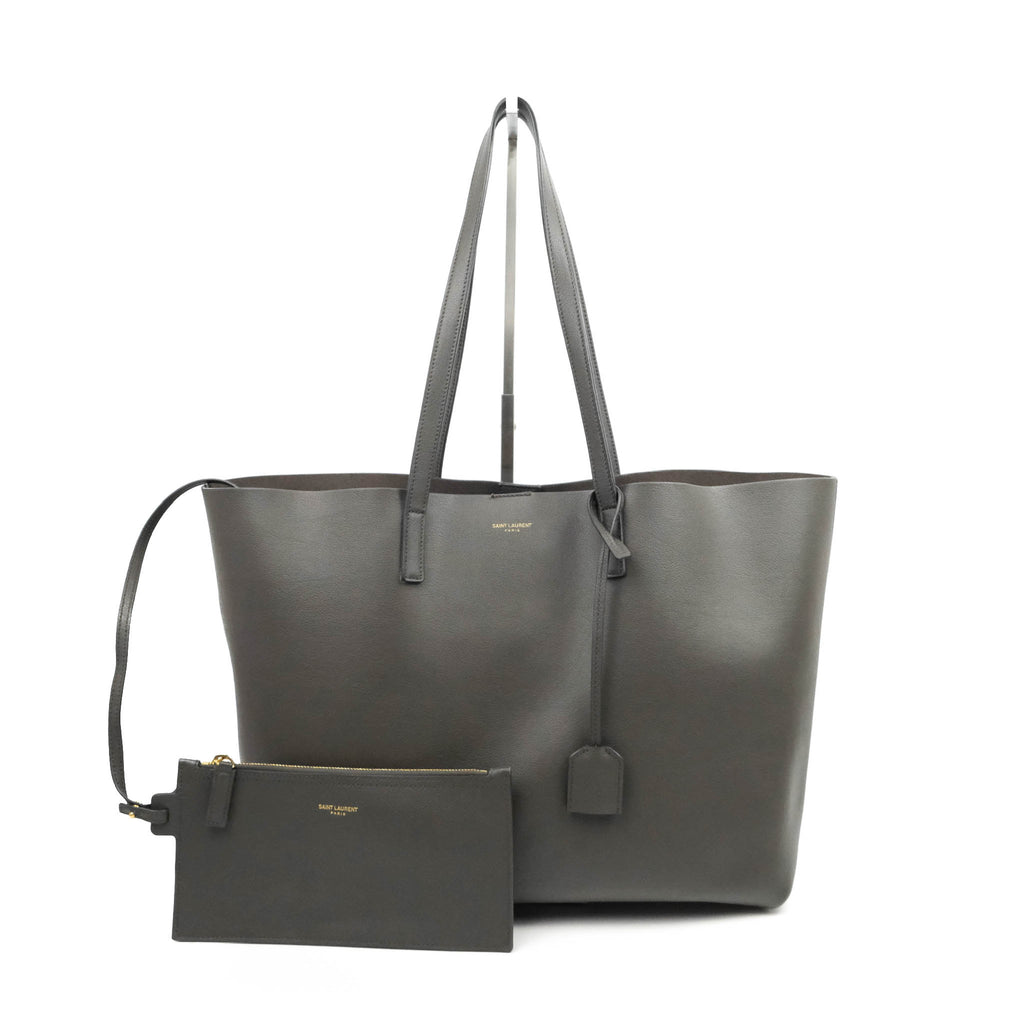Saint Laurent East West with Pouch Dark Grey Calfskin Tote Bag