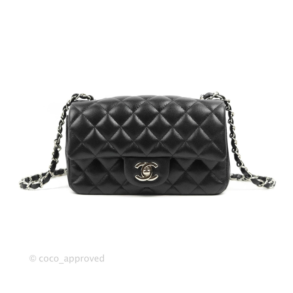 Chanel Quilted Mini Rectangular Black Caviar Silver Hardware