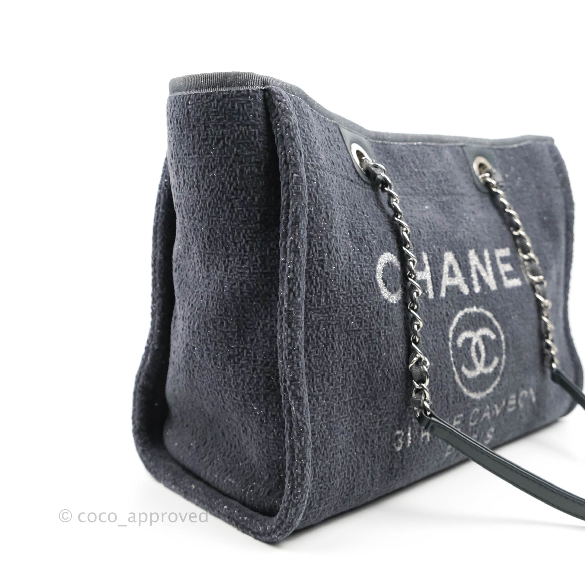Chanel Grey Fabric Medium Deauville Tote