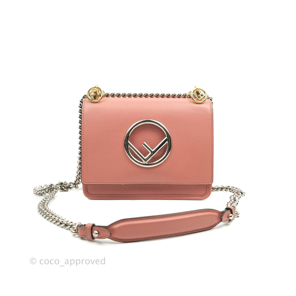 Fendi Small Kan I Shoulder Bag Rosy Pink Calfskin Gold & Silver Hardware