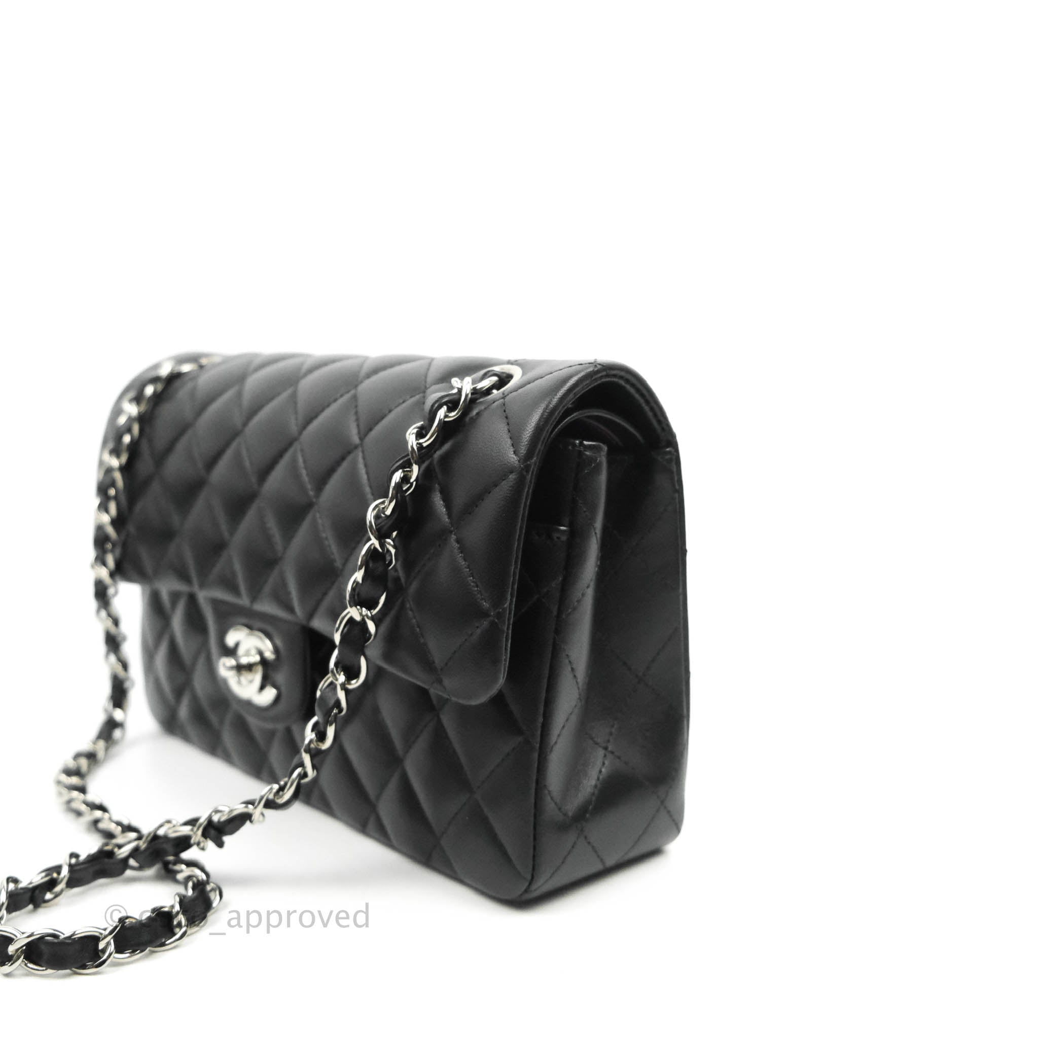 Chanel Mini Black Lambskin Classic Flap Silver Hardware - ASL1531 –  LuxuryPromise