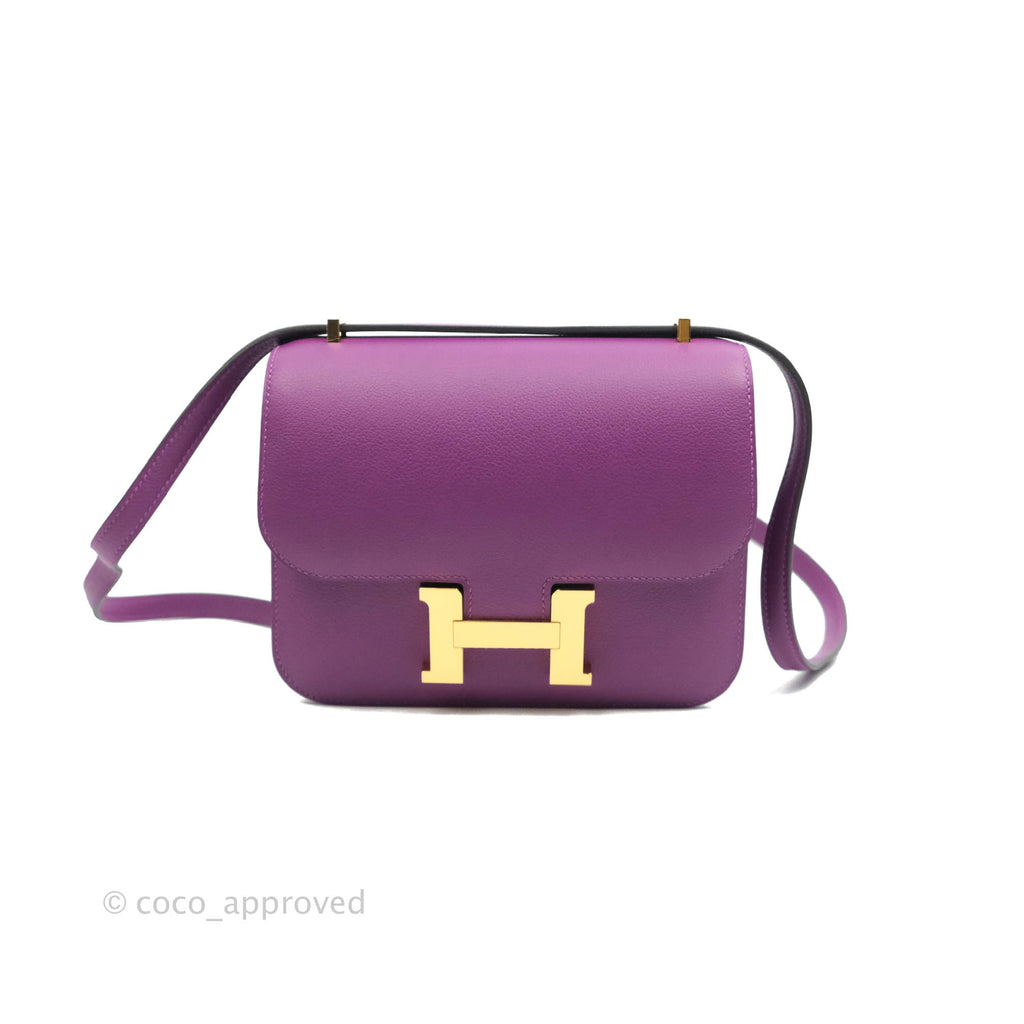 Hermès Constance Mini 18cm Evercolor Anemone Epsom Gold Hardware