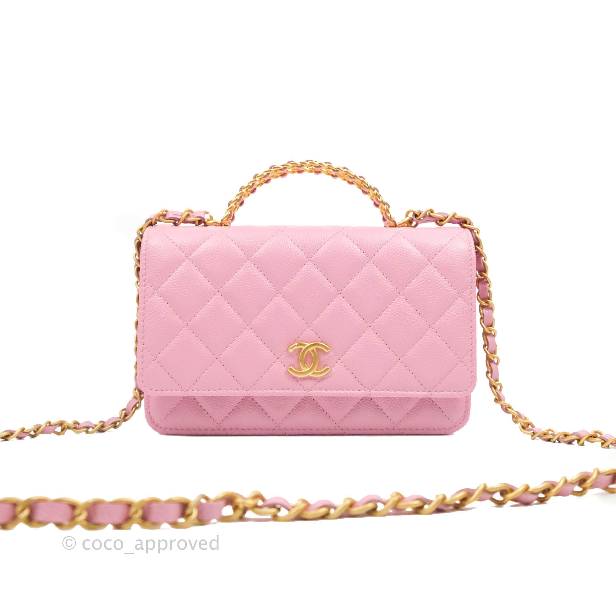 CHANEL Lambskin Quilted Pick Me Up Clutch With Chain Pink 1014498