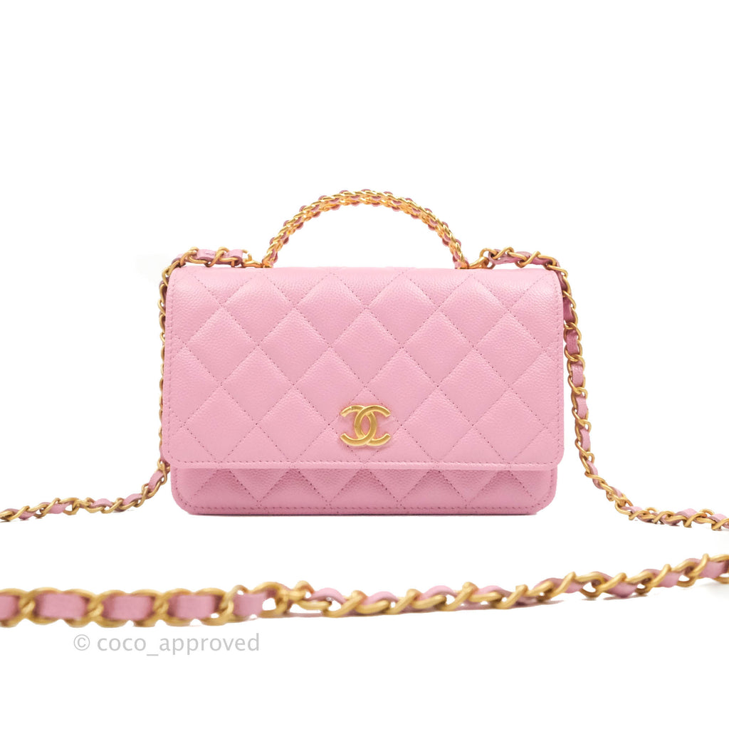 Chanel Top Handle Wallet On Chain WOC Pink Caviar Gold Hardware 22S