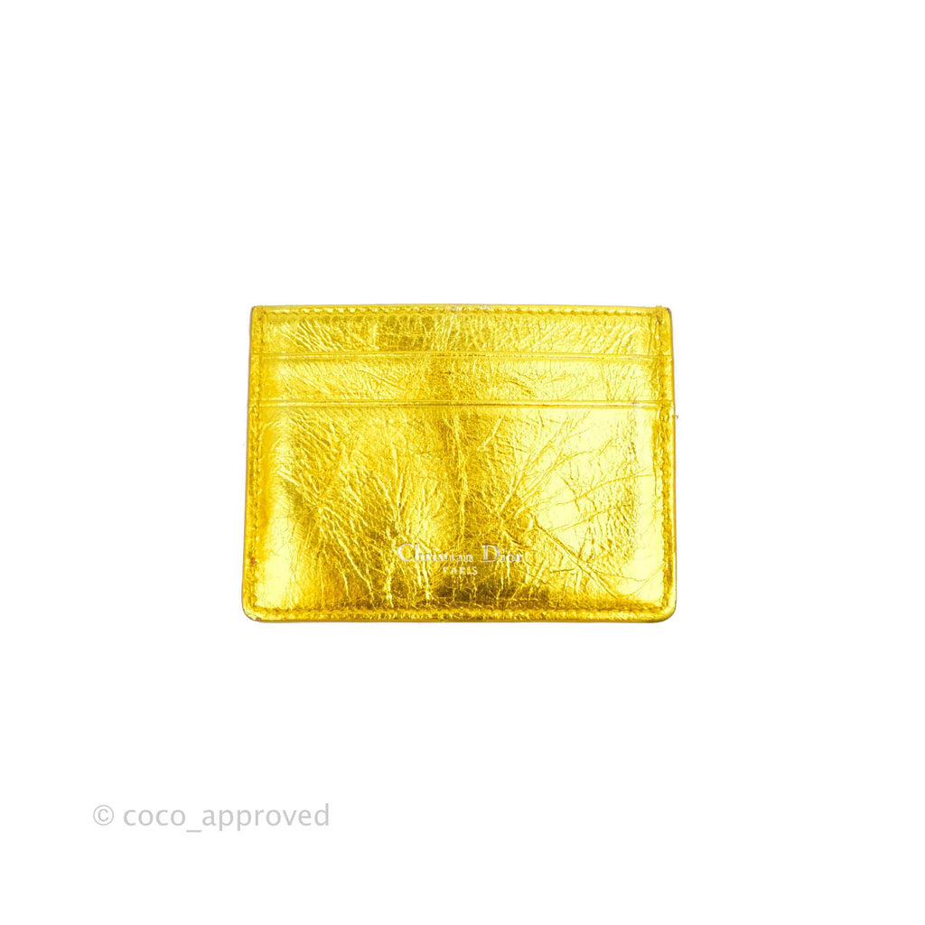 Christian Dior Diorama Metallic Yellow Card Holder