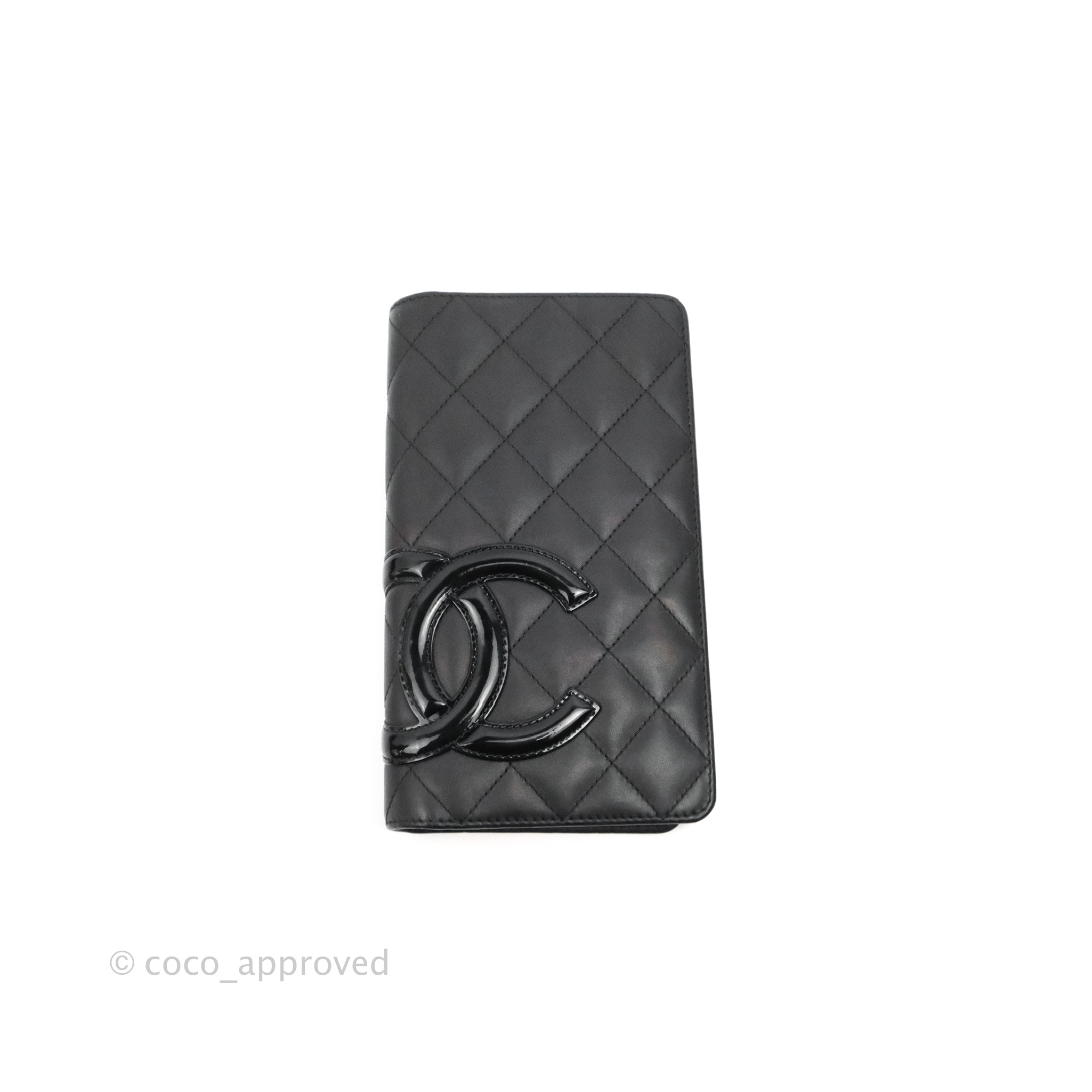 CHANEL Calfskin Quilted Cambon Bi-Fold Wallet Black 64272