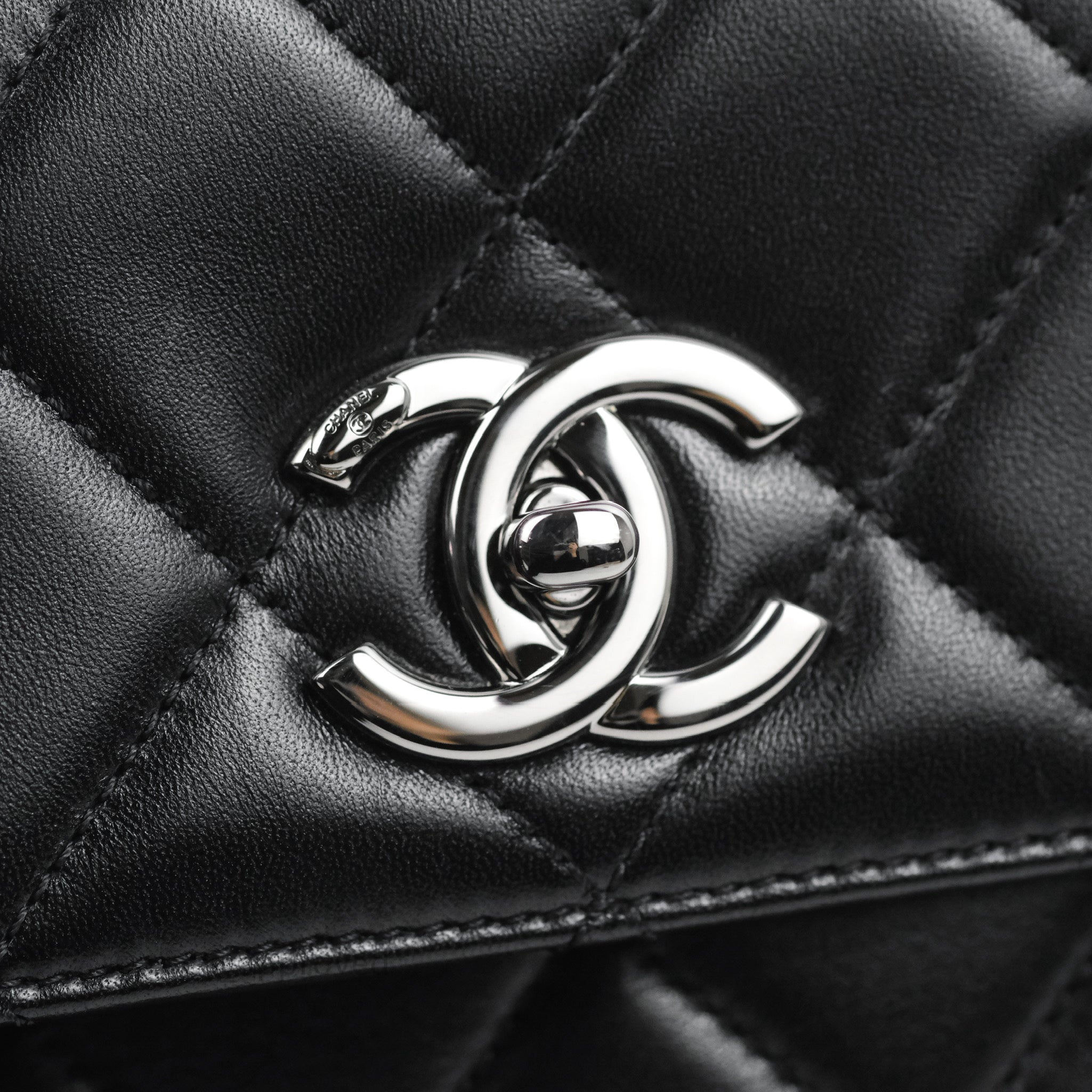 Chanel CC Trendy Bag Grey Lambskin Leather Small ref.1061833 - Joli Closet