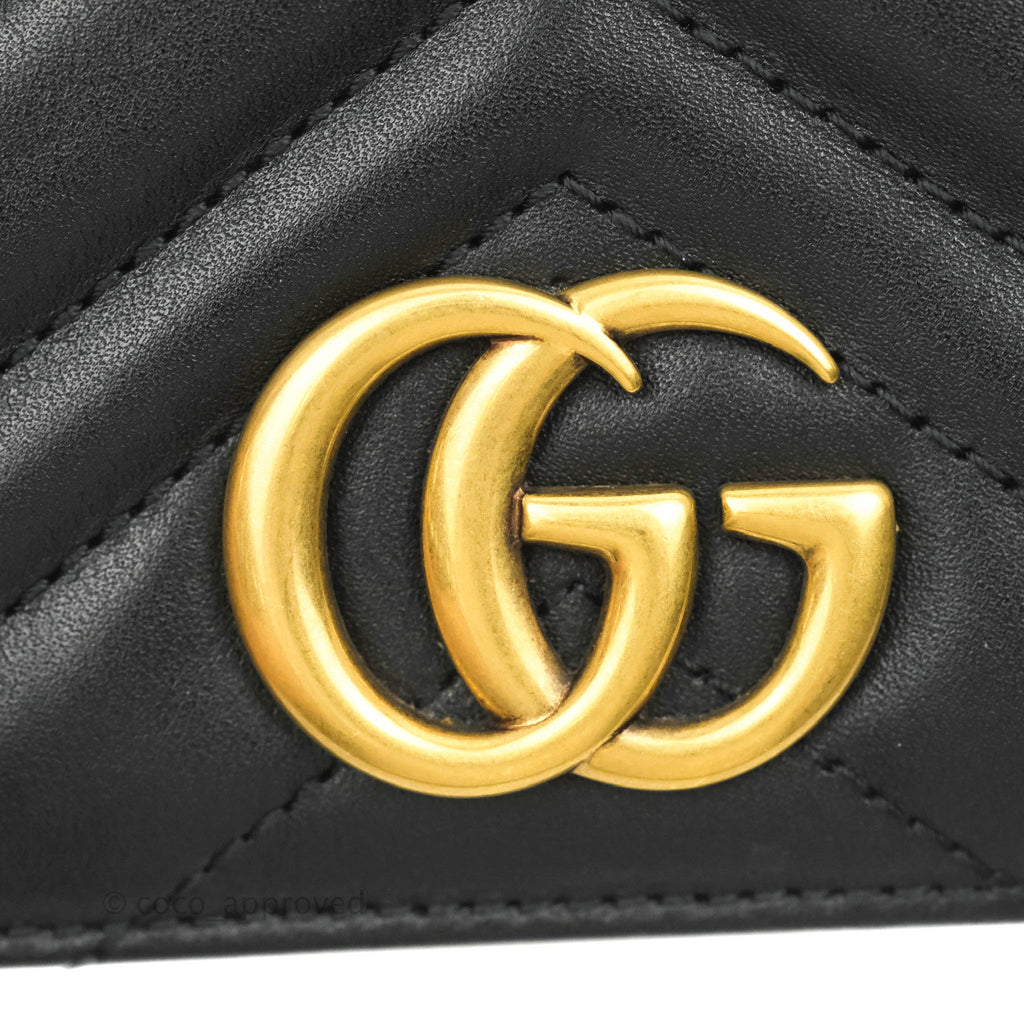 Gucci Matelasse GG Marmont Mini Bag Black Calfskin Gold Hardware