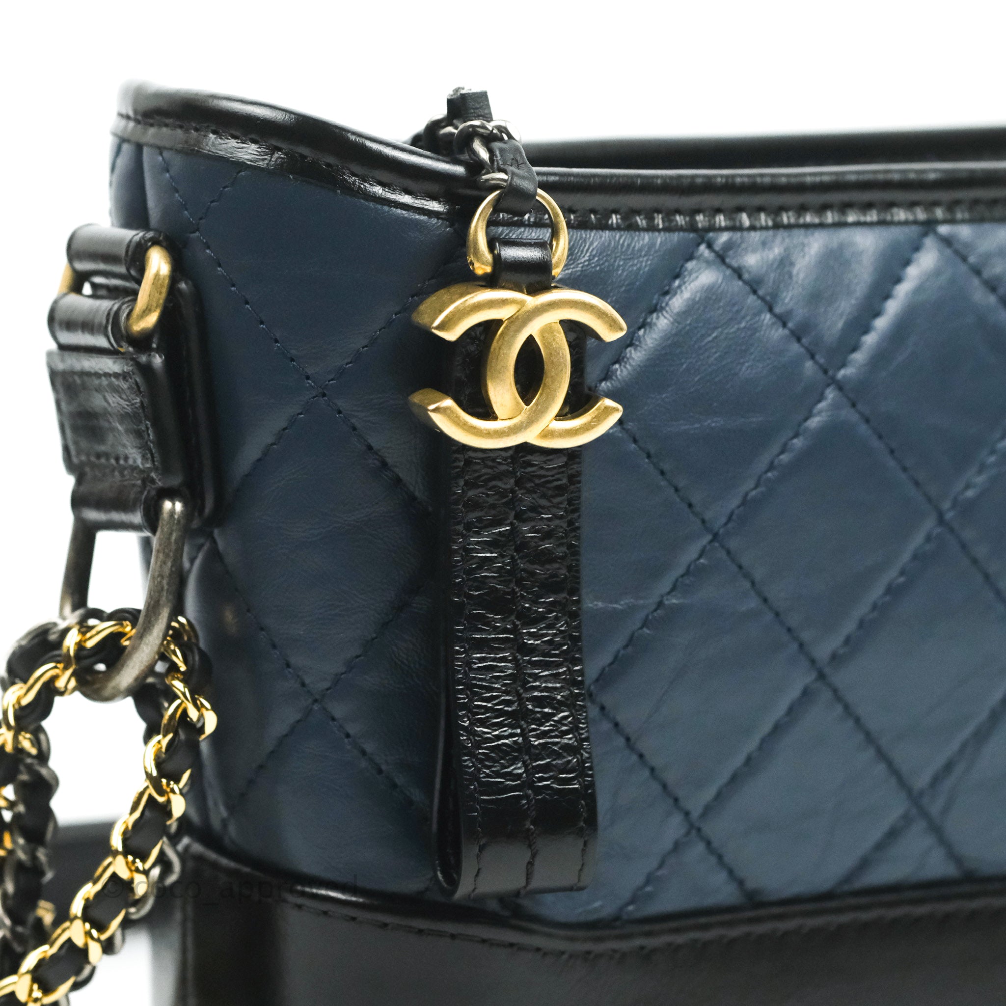 Chanel New Medium Gabrielle Blue Logo Handle Aged Calfskin Mixed Hardw –  Coco Approved Studio