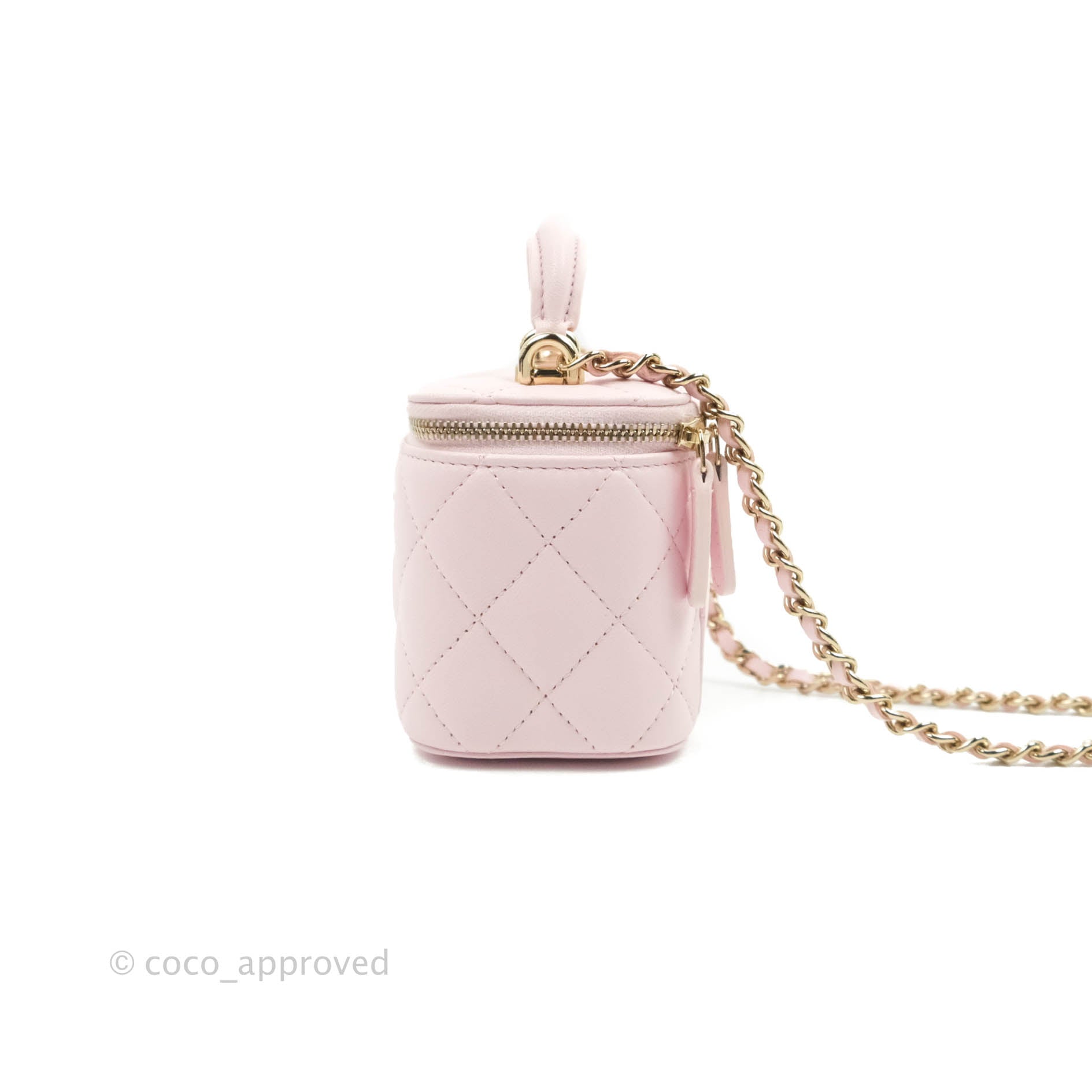 Chanel Pink Quilted Caviar Leather Mini Vanity Case with Chain Bag -  Yoogi's Closet