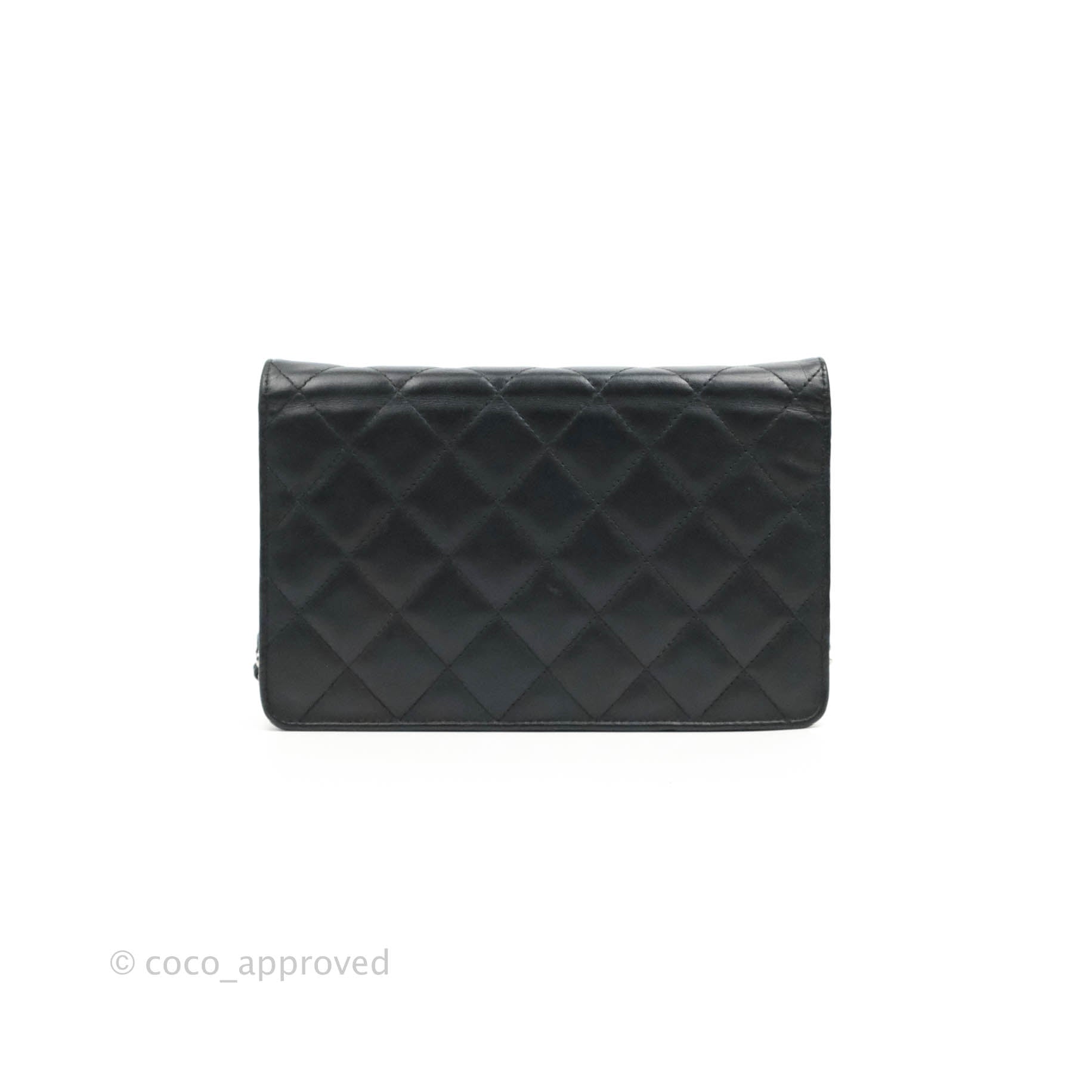 Chanel Calfskin Quilted Cambon Wallet on Chain WOC Black Silver Hardwa –  Coco Approved Studio