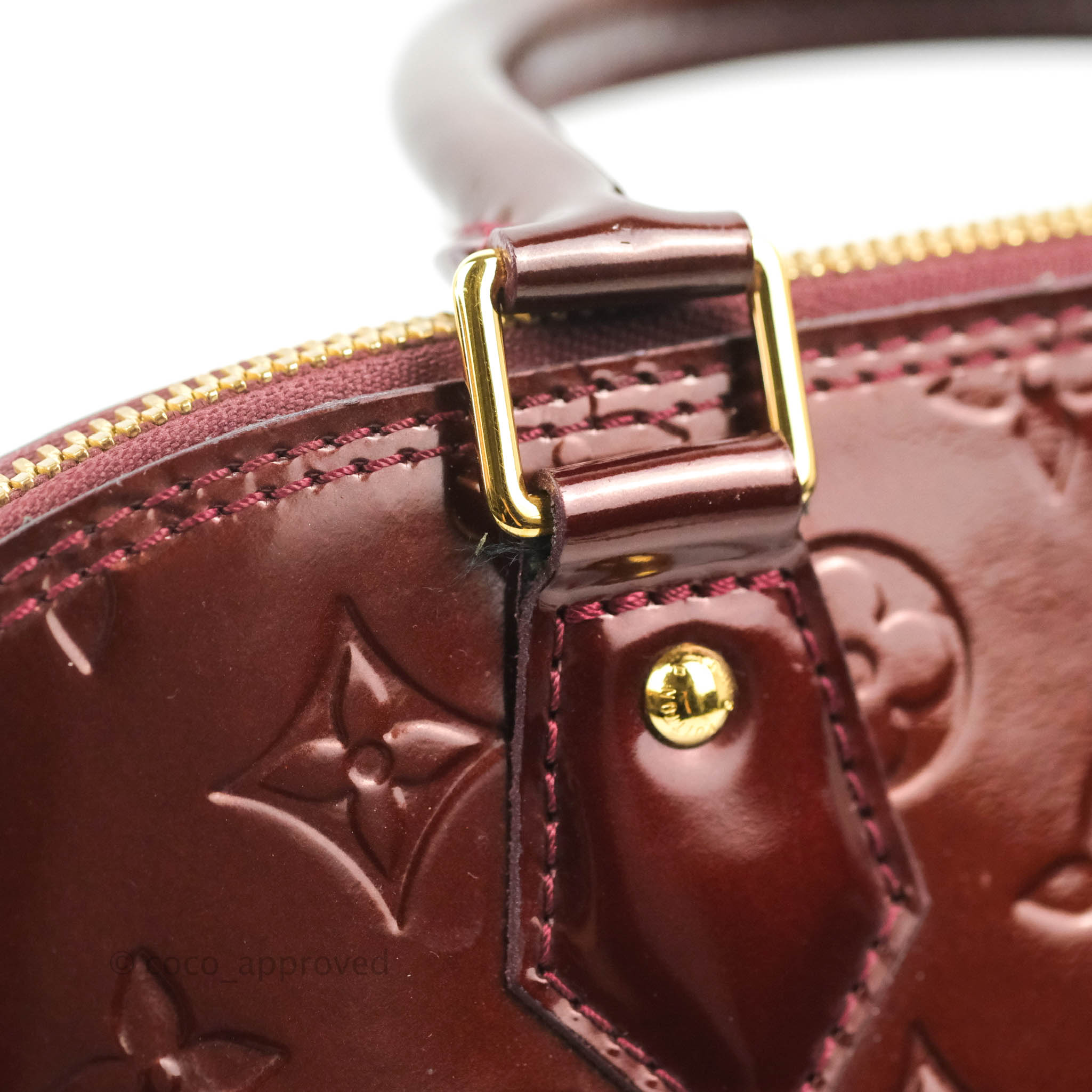 Louis Vuitton Alma PM Burgundy Patent Gold Hardware – Coco