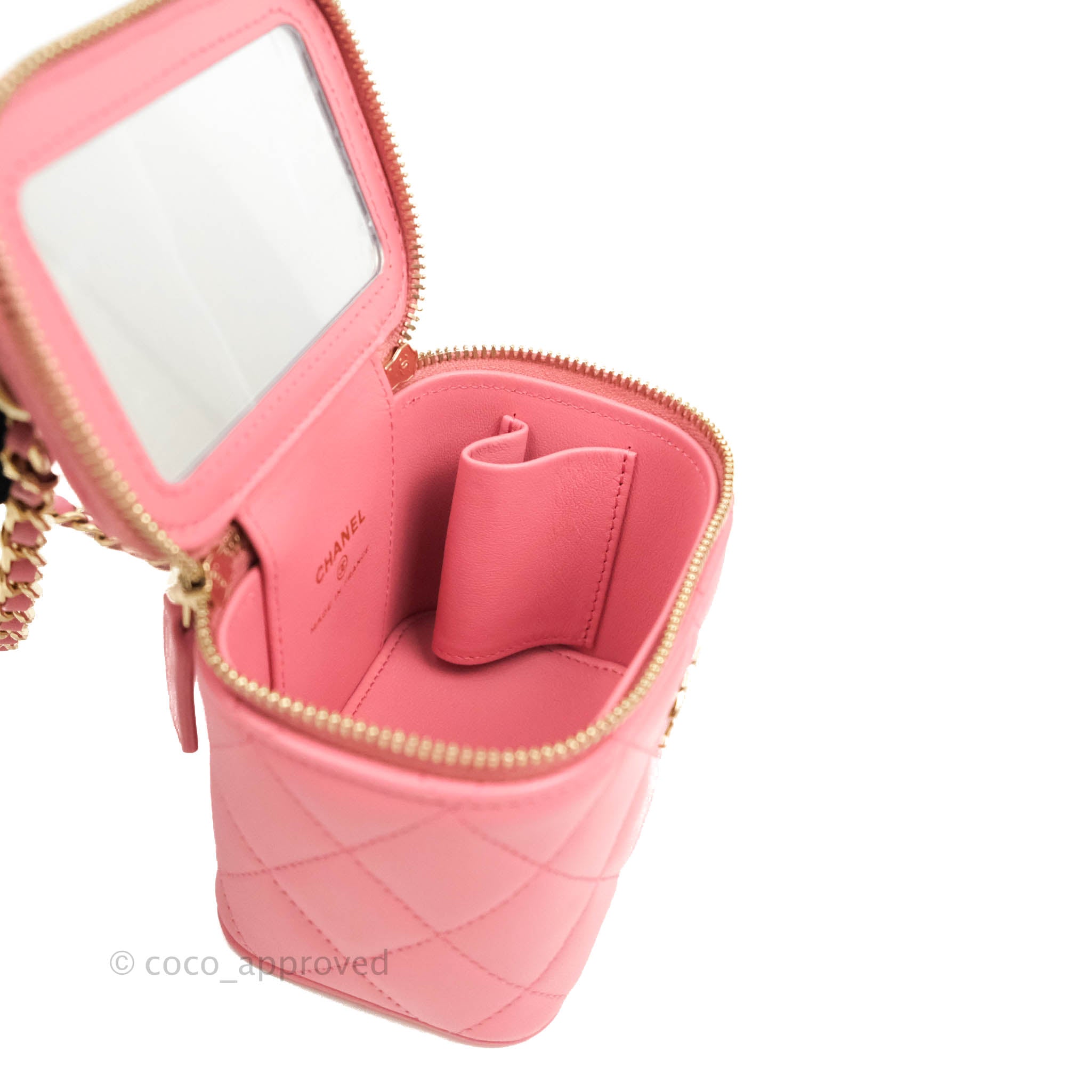Chanel Mini Top Handle Vanity With Chain Pink Lambskin Gold