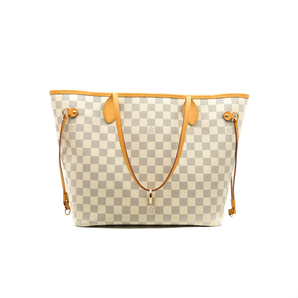 LV Neverfull MM Damier Azur Canvas Tote Bag