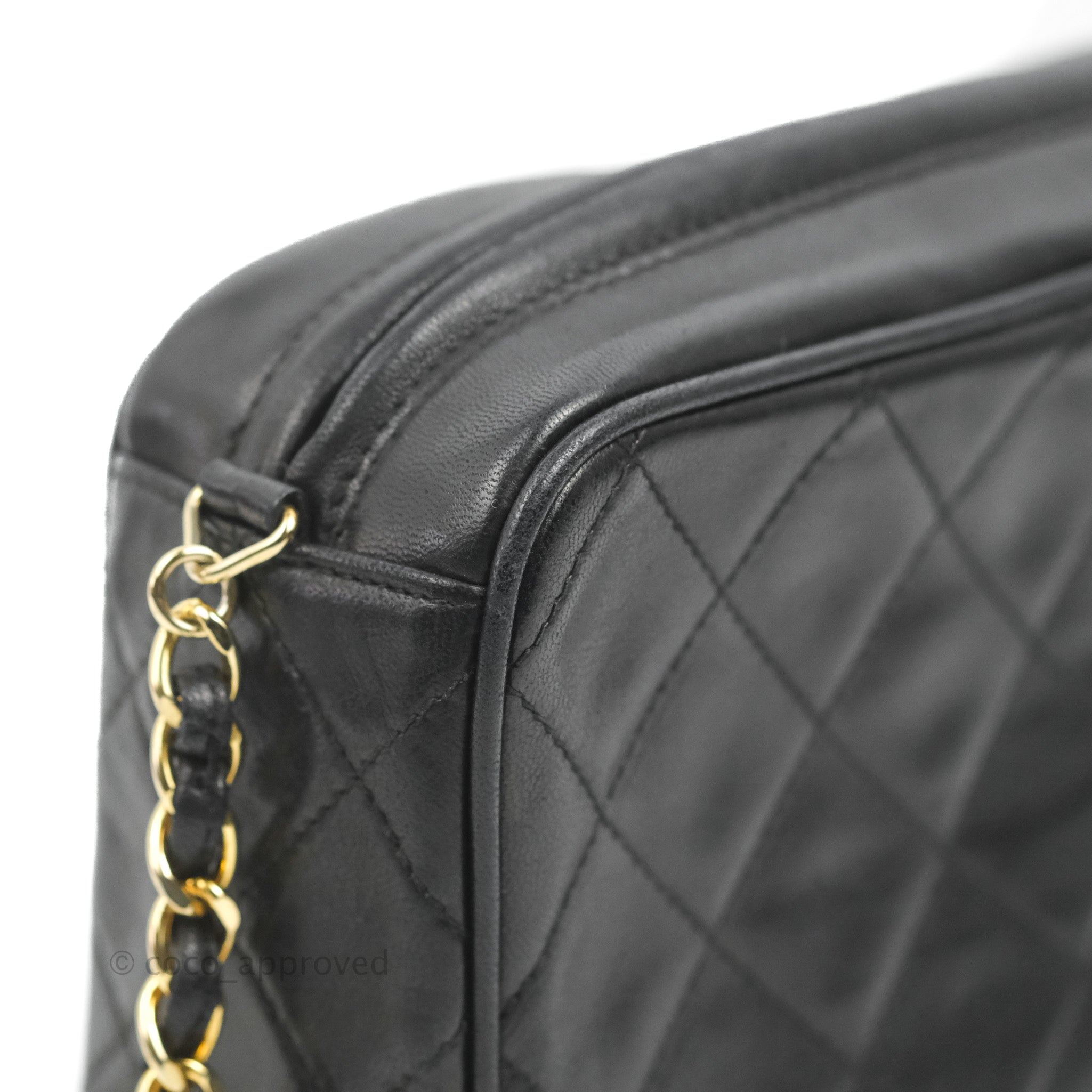 Chanel Vintage Small Camera Bag Black Lambskin Gold Hardware – Coco  Approved Studio
