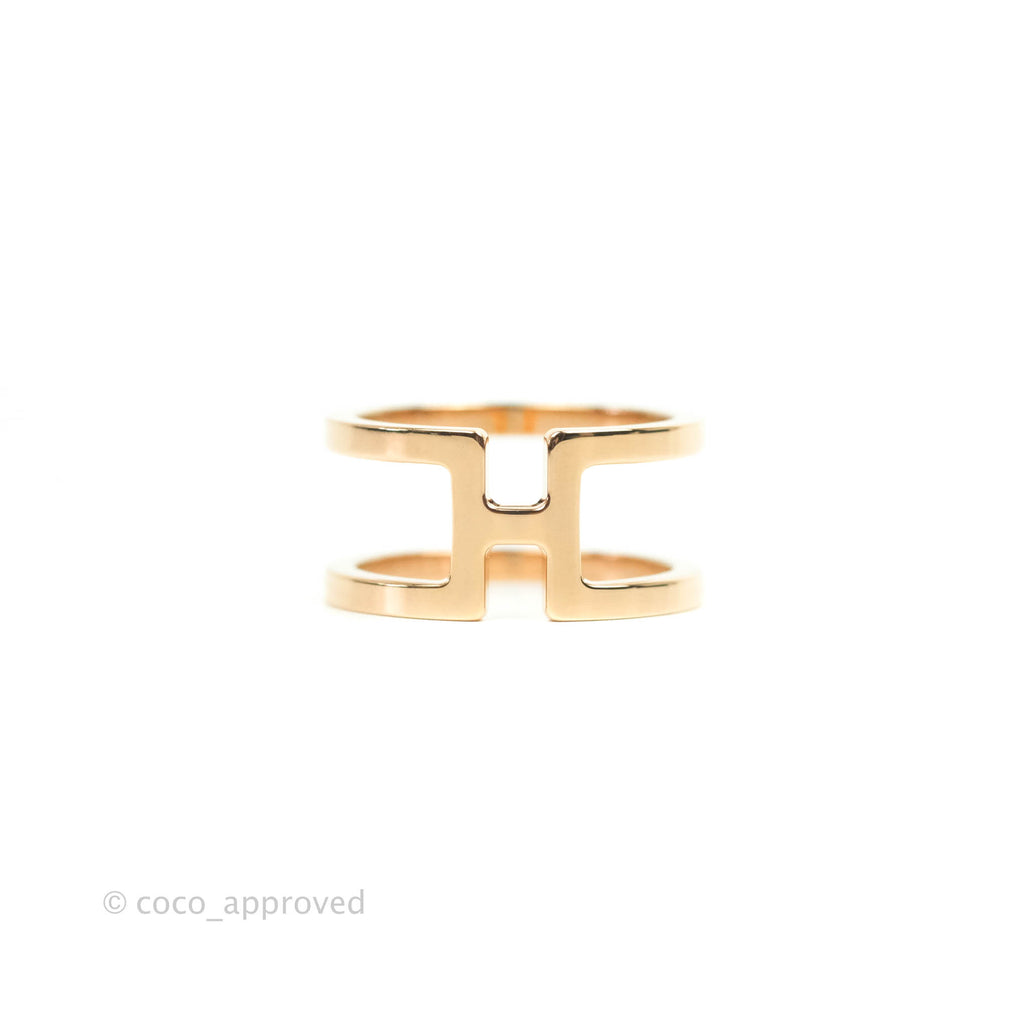 Hermès H en Rond Scarf Ring Brass in Rose Gold Tone