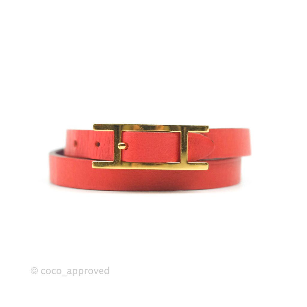 Hermès Veau Behapi Single Tour Bracelet Red/Purple