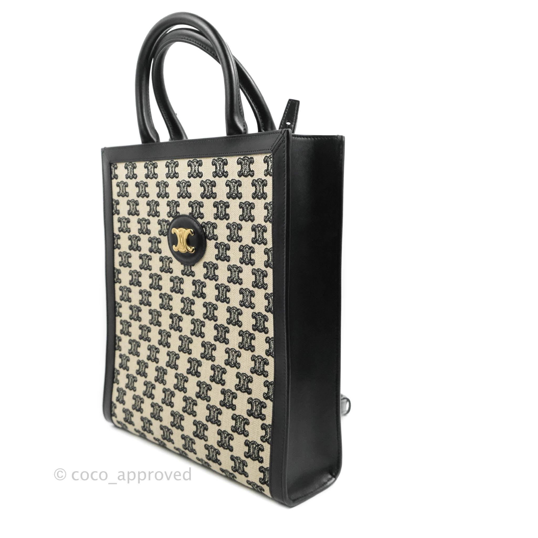 Celine Small Cabas Vertical Tote Triomphe Embroidery Black Textlie – Coco  Approved Studio