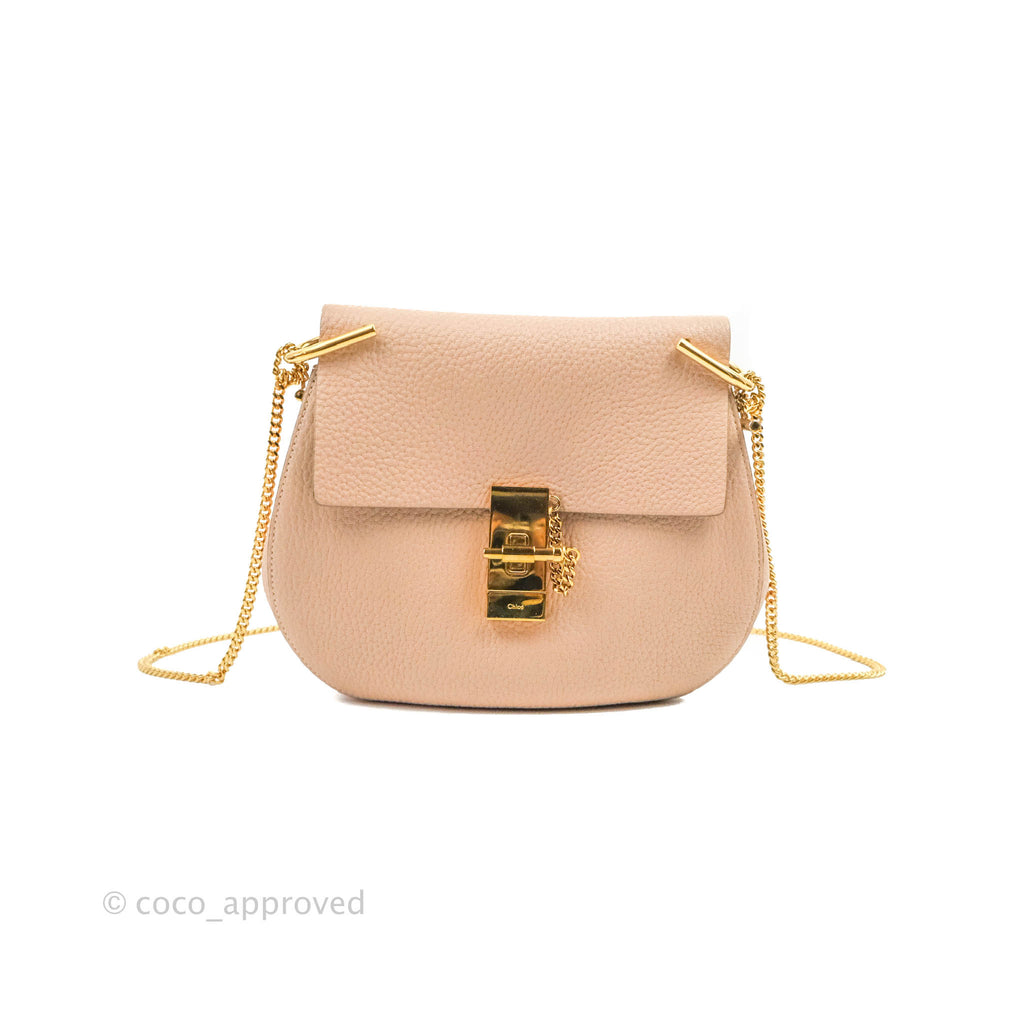 Chloe Drew Crossbody Bag Pink Grained Leather