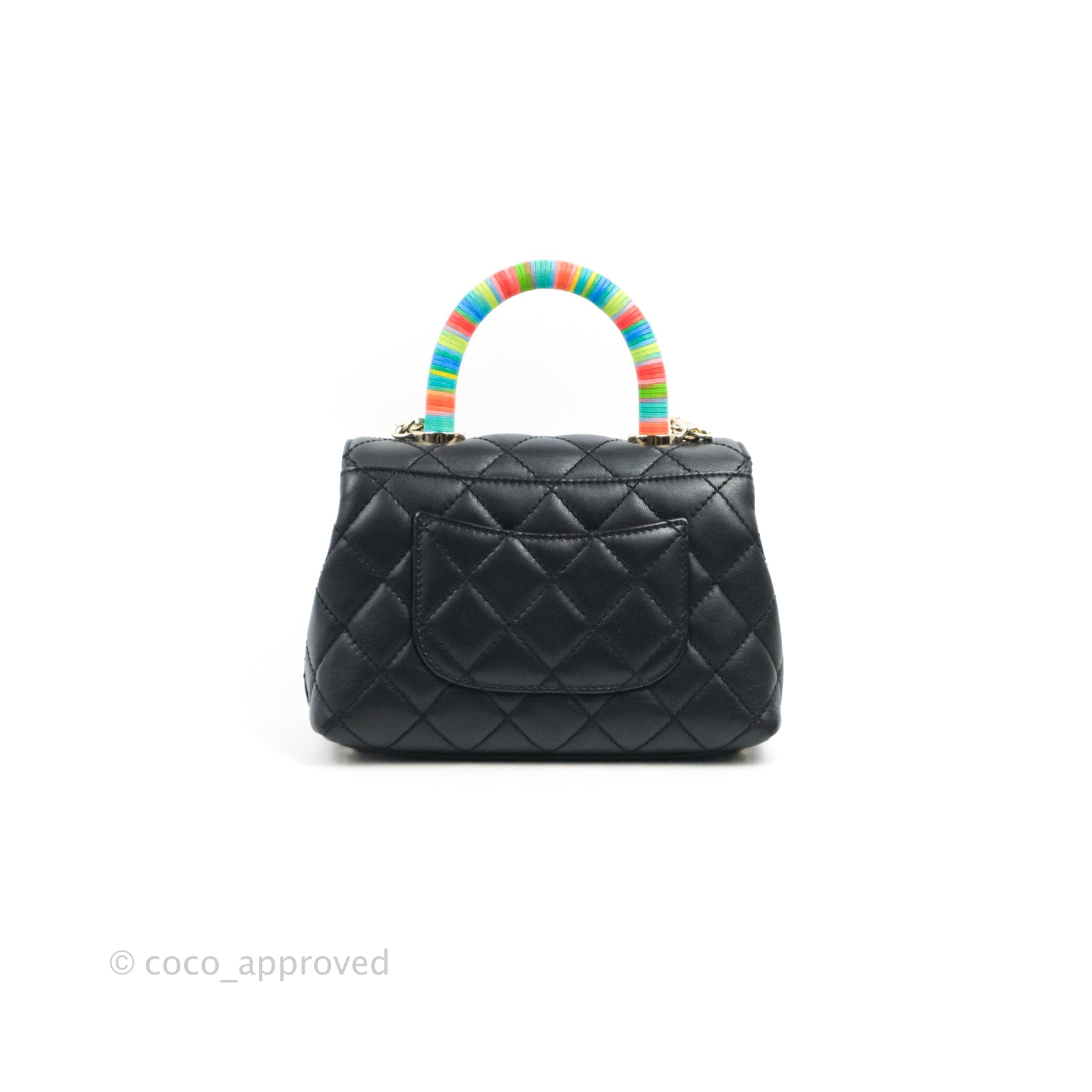 Chanel White Quilted Goatskin Extra Mini Rainbow Coco Top Handle