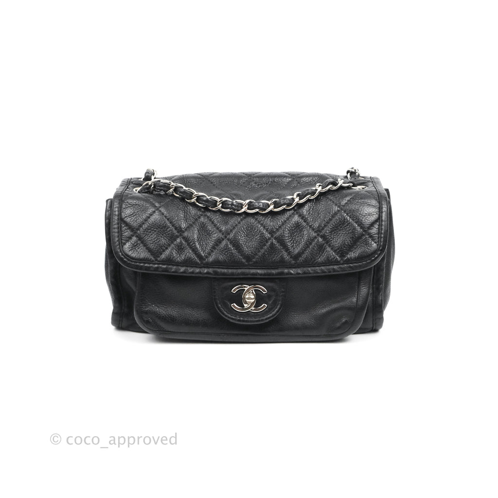 Chanel Flap Bag Black Calfskin Silver Hardware