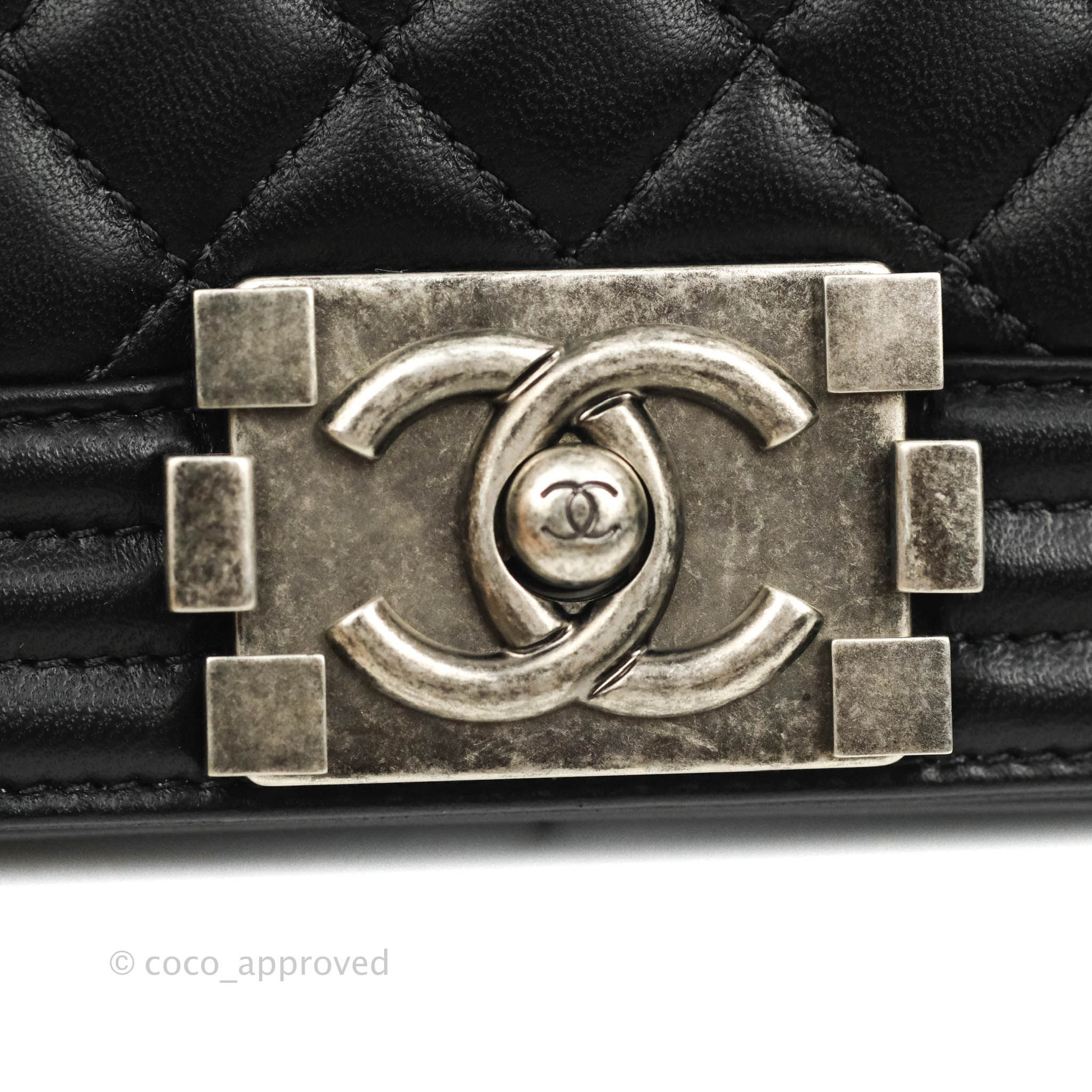 Chanel Quilted Medium Boy Black Lambskin Ruthenium Hardware – Coco