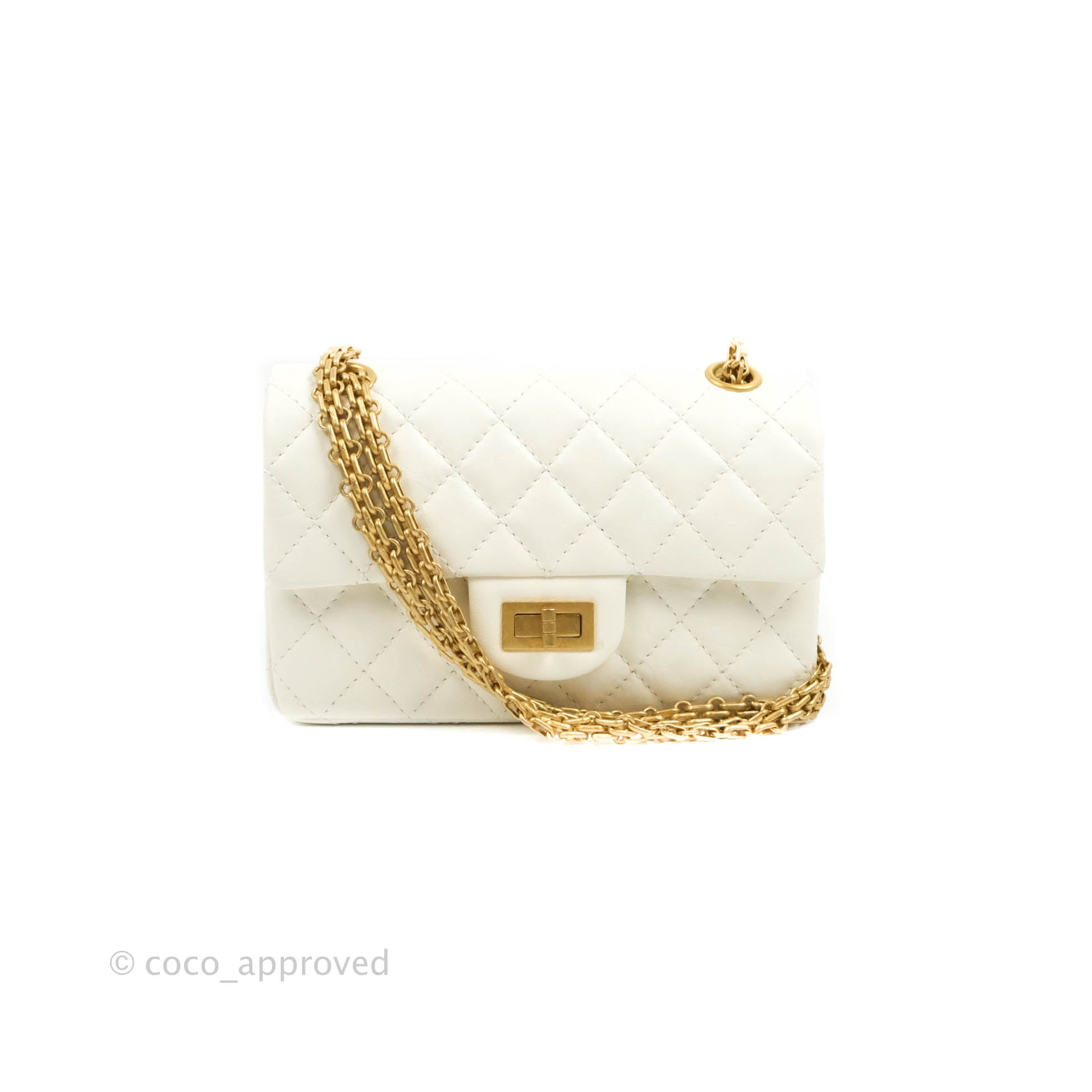 Chanel Mini Reissue 224 White Aged Calfskin Gold Hardware – Coco Approved  Studio