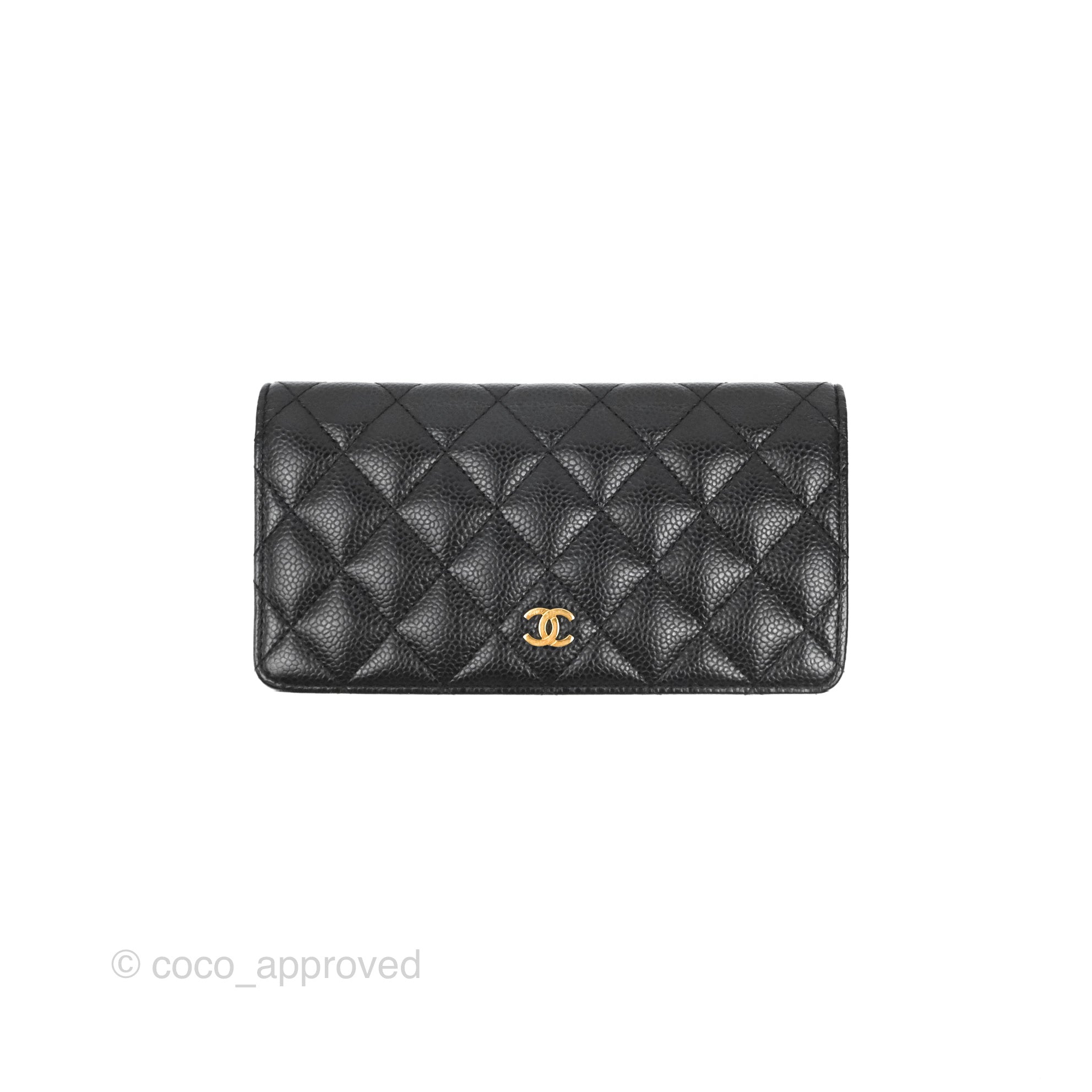 CHANEL Caviar Quilted Yen Wallet Black 1297864