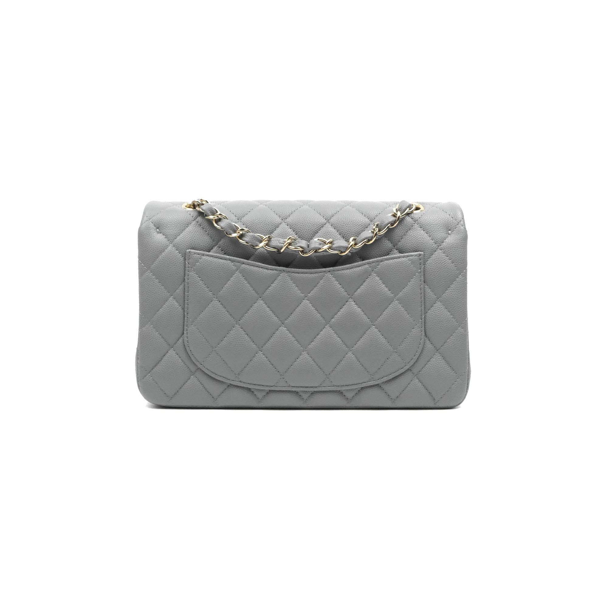 Chanel Classic Small S/M Quilted Flap Grey Caviar Gold Hardware