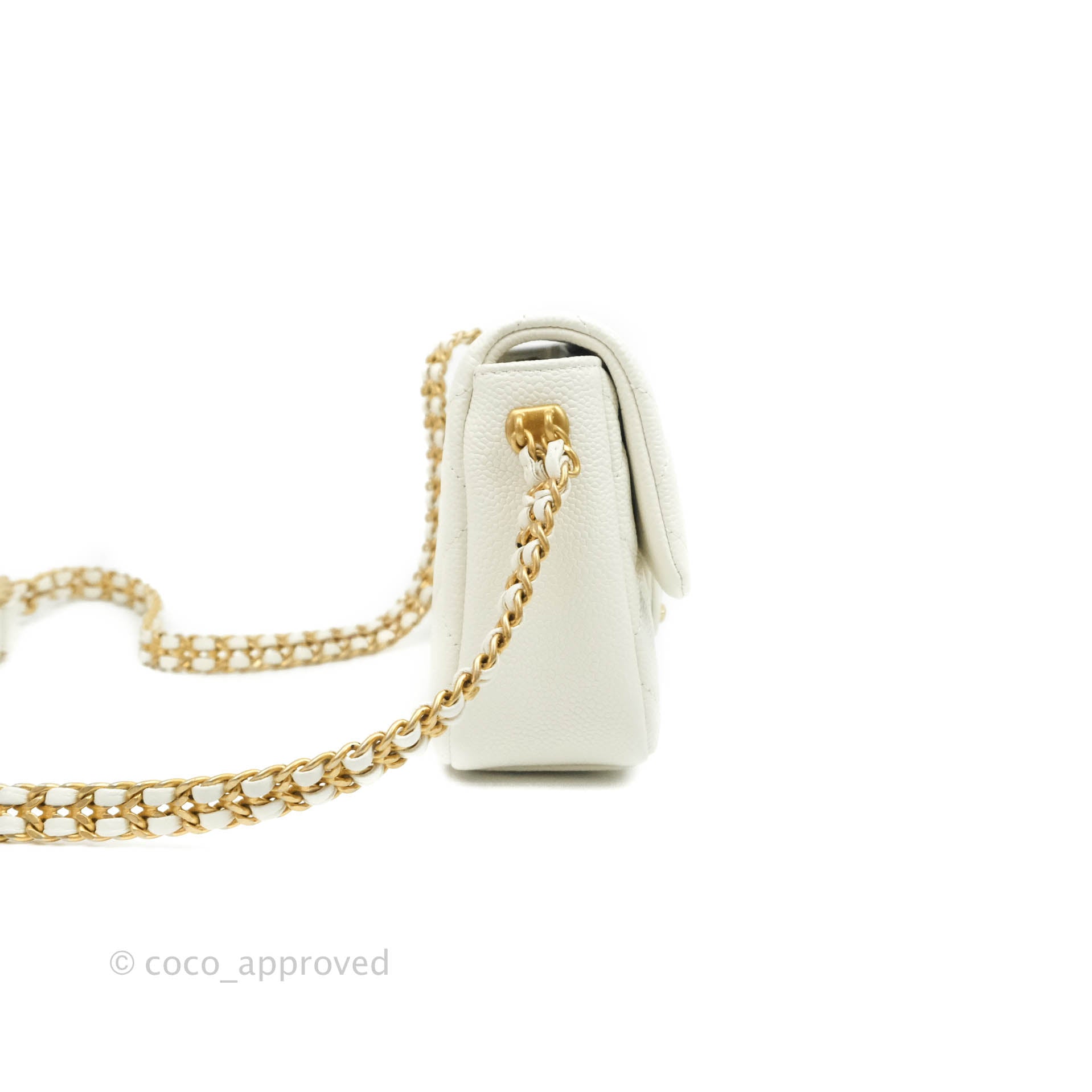 white chanel clutch with chain