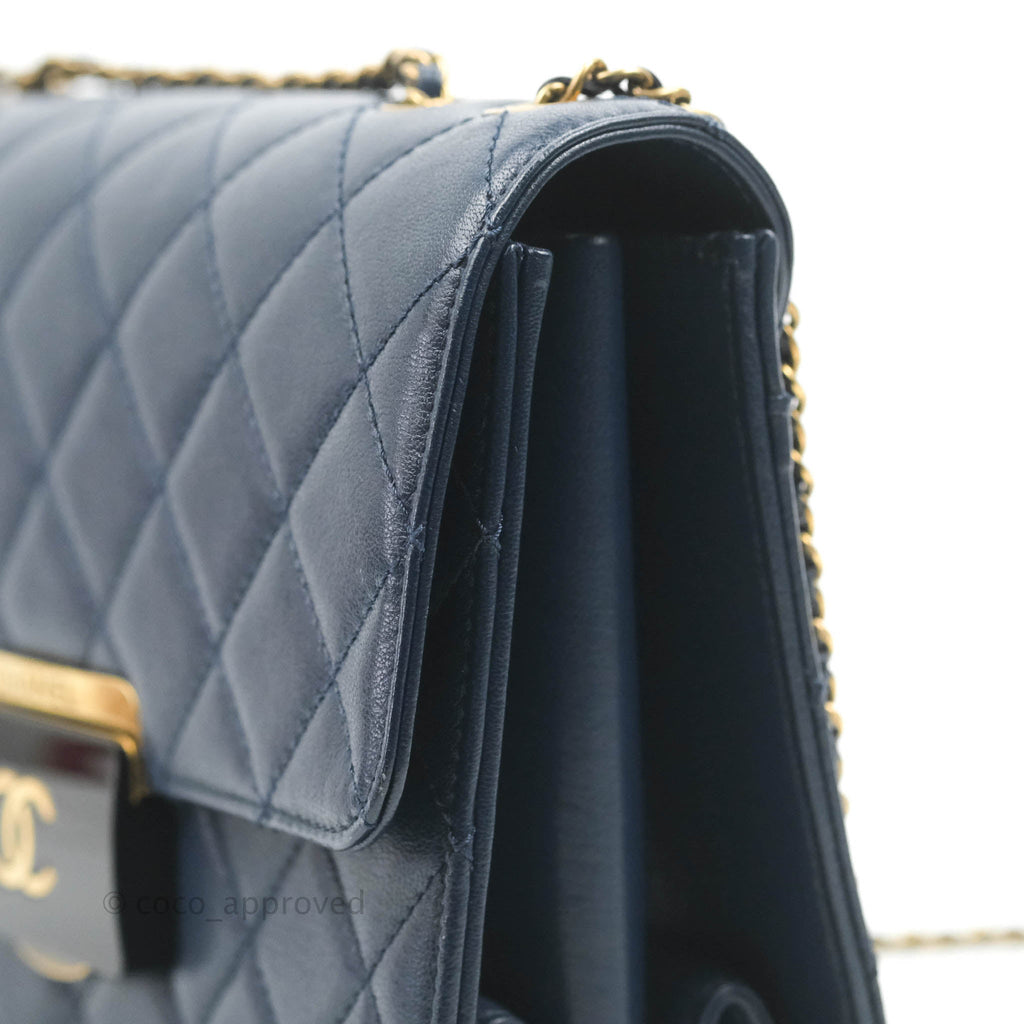Chanel Beauty Lock Flap Bag Navy Sheepskin Aged Gold Hardware – Coco  Approved Studio