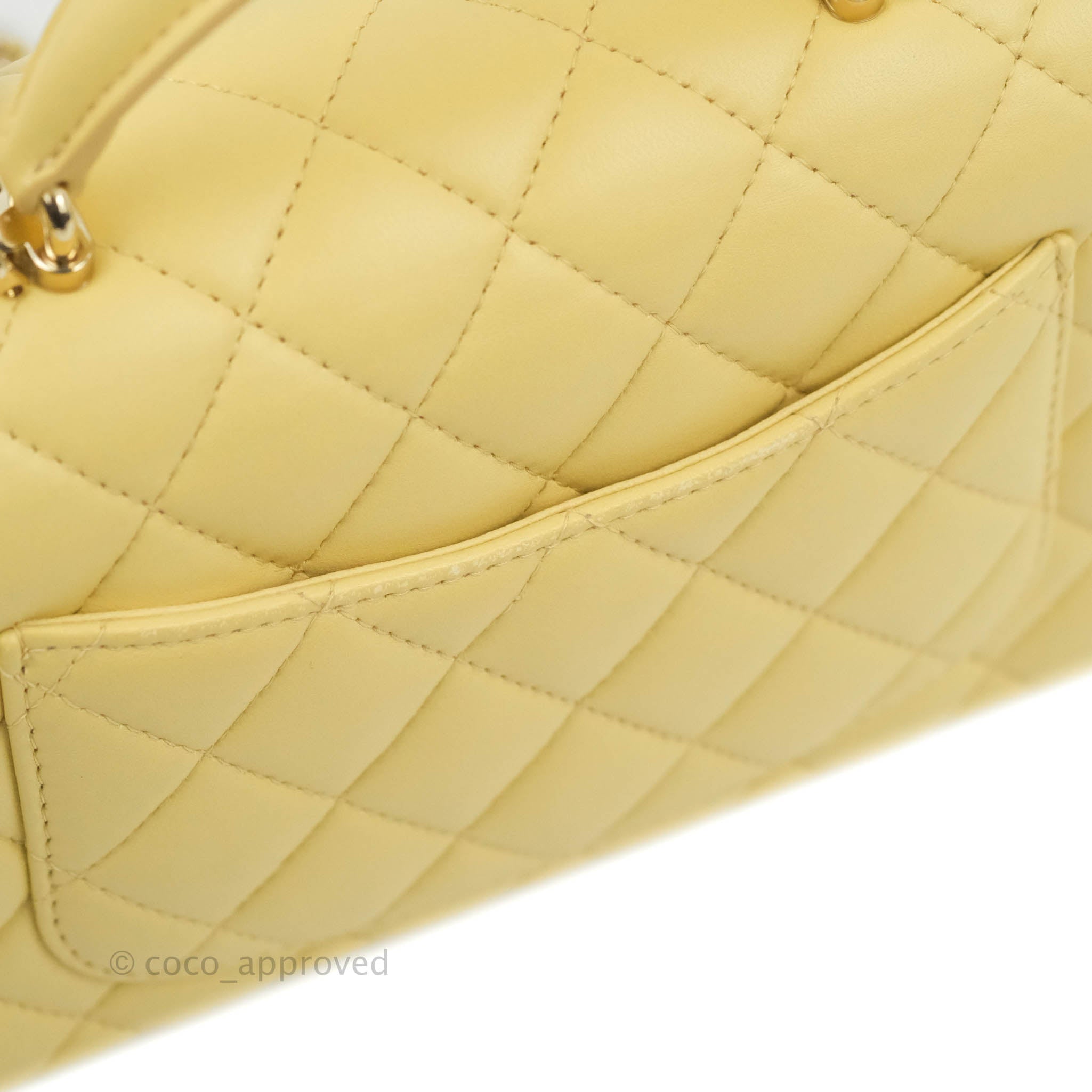 Chanel Top Handle Mini Rectangular Flap Bag Yellow Lambskin Gold