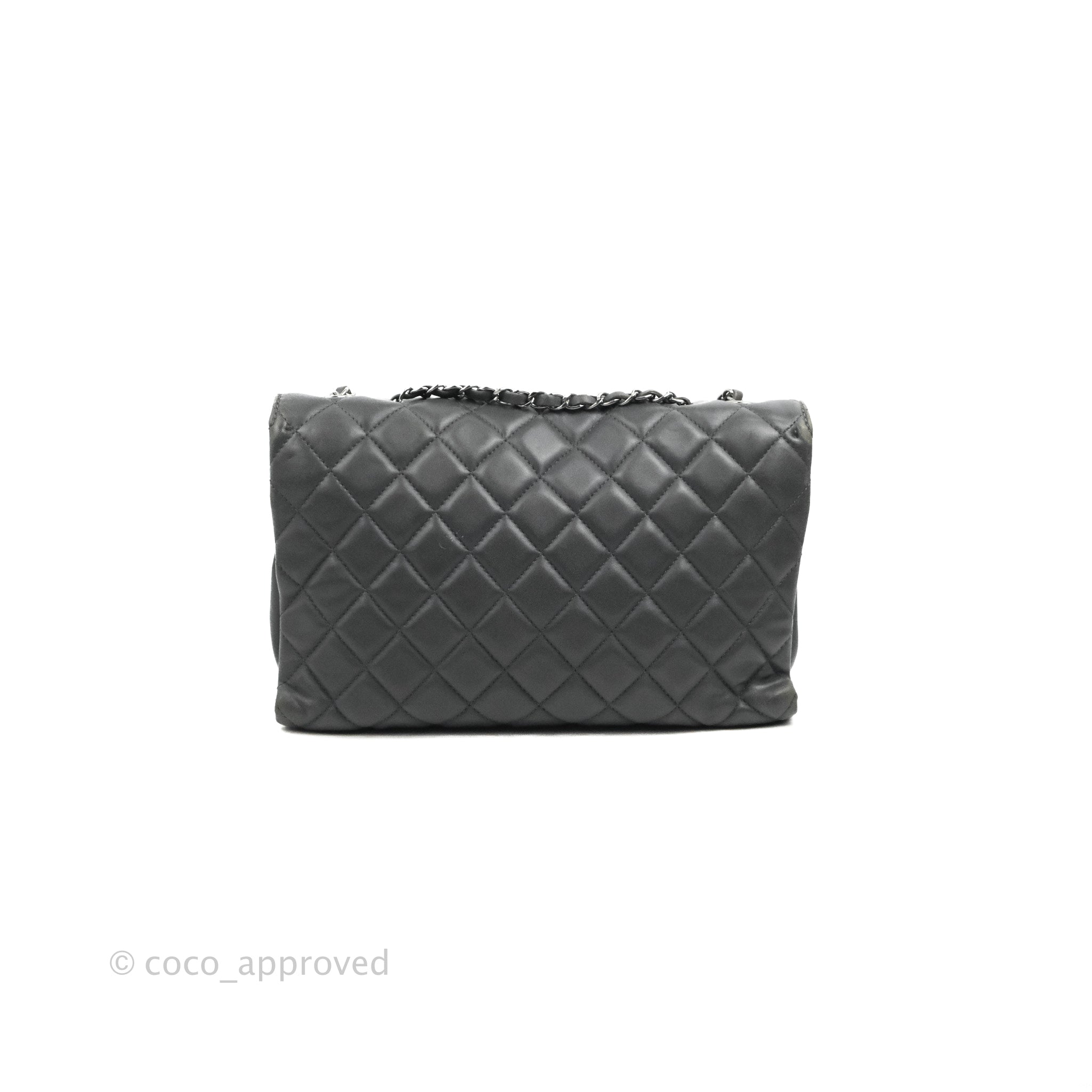 CHANEL Lambskin Quilted Small Coco Loop Tote Grey 95963