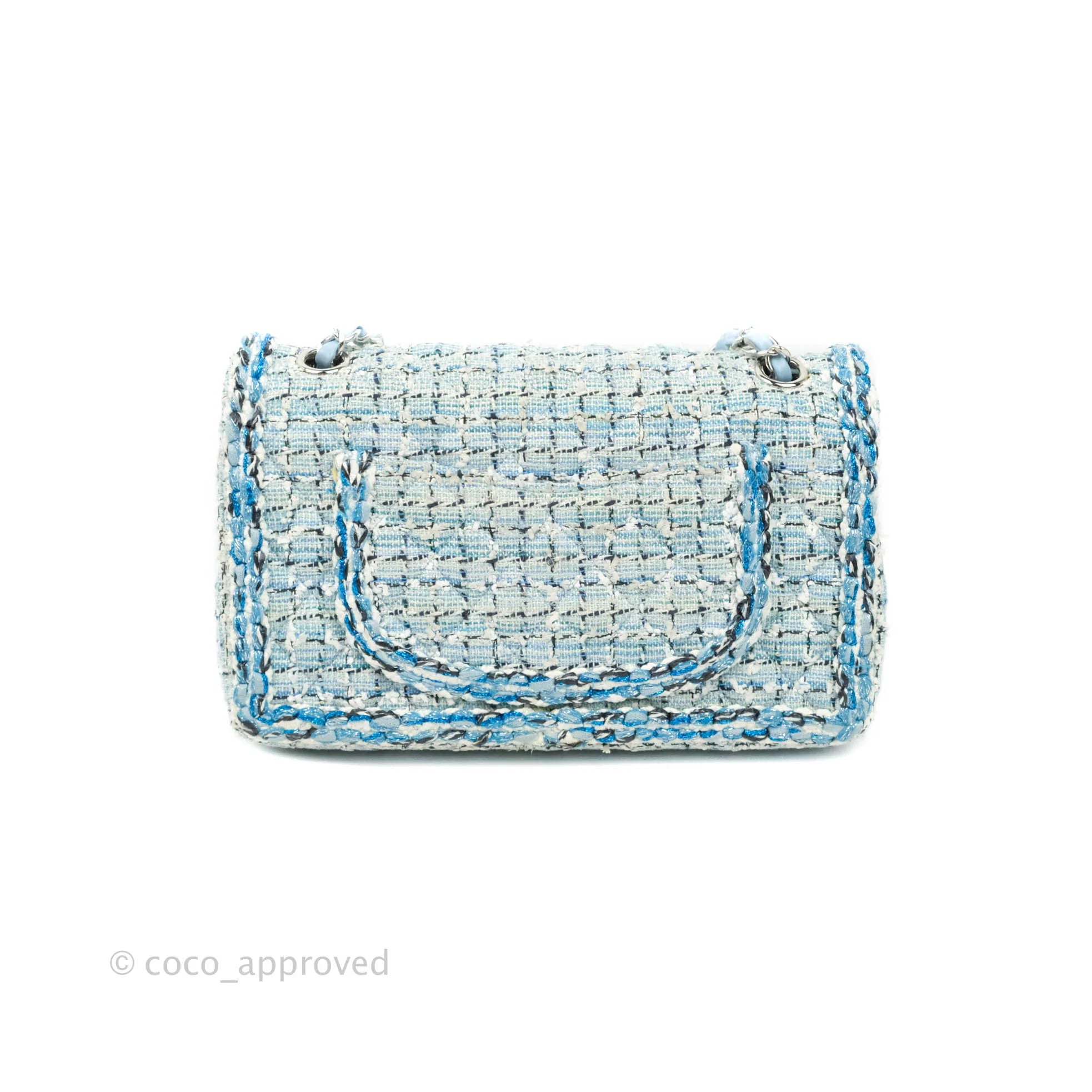 CHANEL Tweed Quilted Medium Chanel 19 Flap Blue Pink 1284677