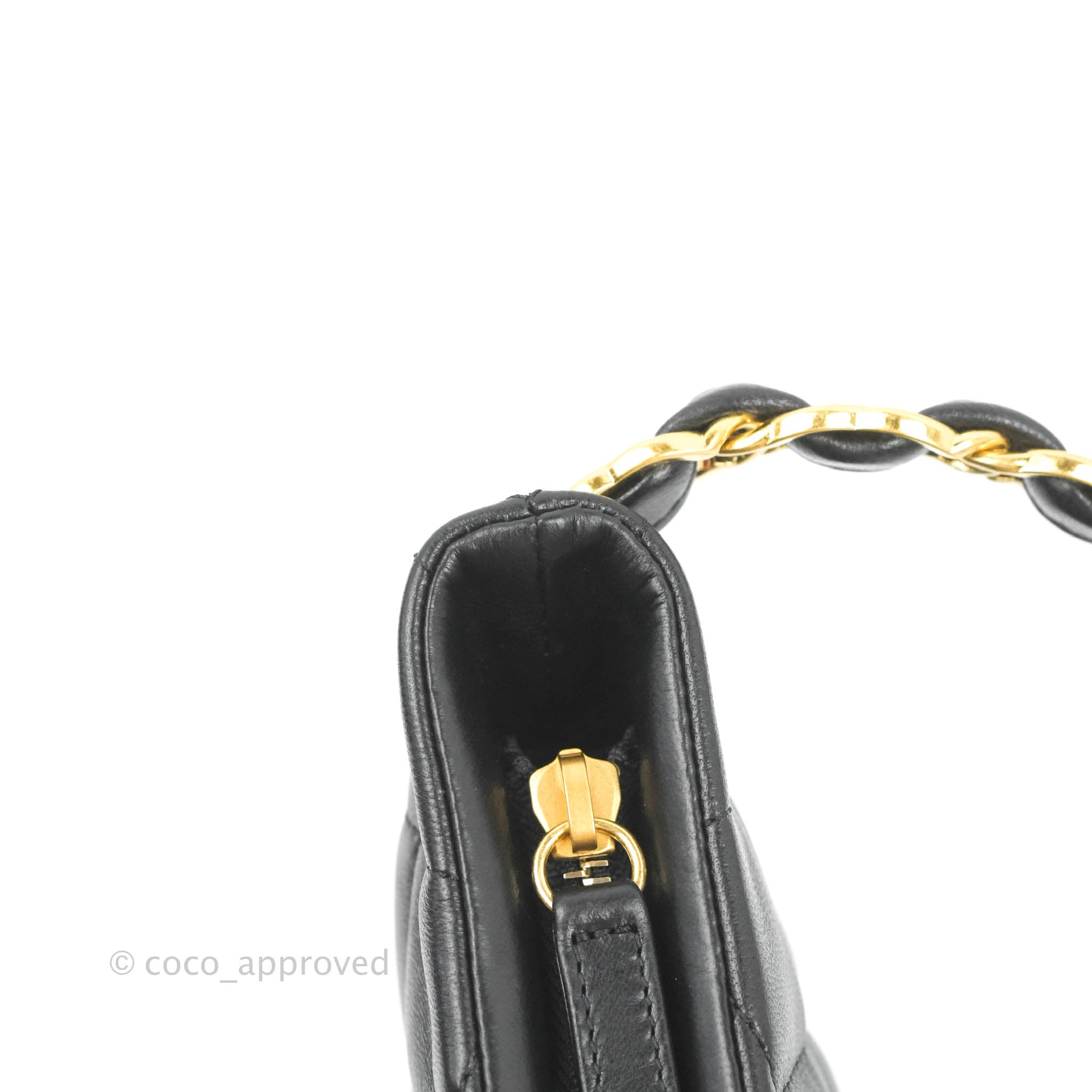 Maxi hobo bag, Calfskin & gold-tone metal, black — Fashion