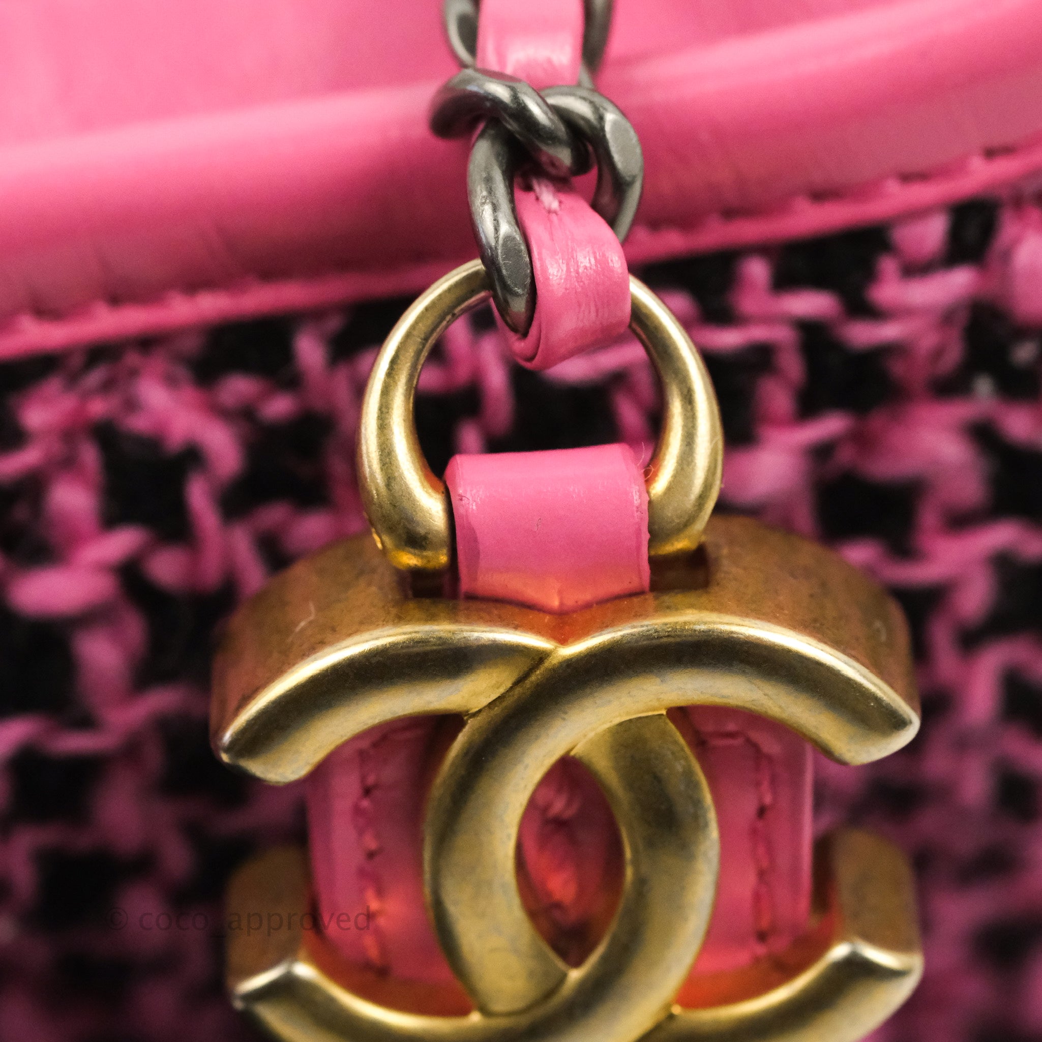 Chanel Gabrielle Hobo Bag Pink Tweed with Gold-Tone Hardware