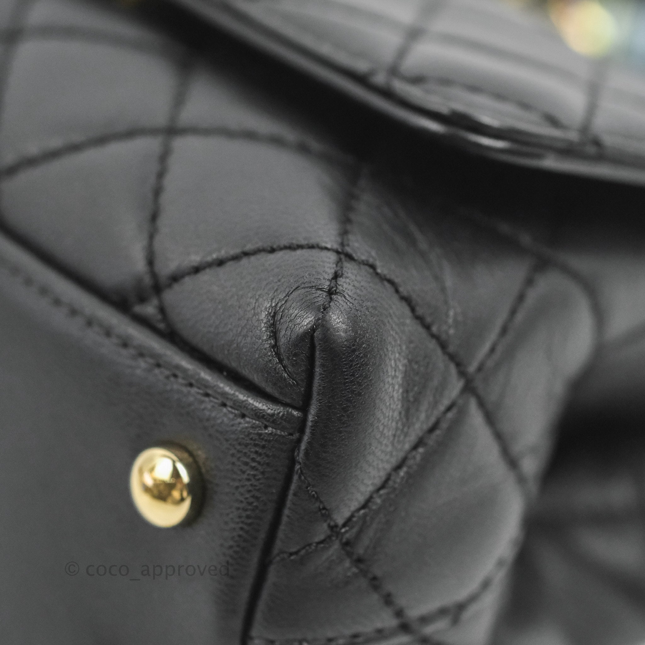 Chanel Quilted Mini Rainbow Coco Handle Bag Lambskin Black Gold Hardwa –  Coco Approved Studio