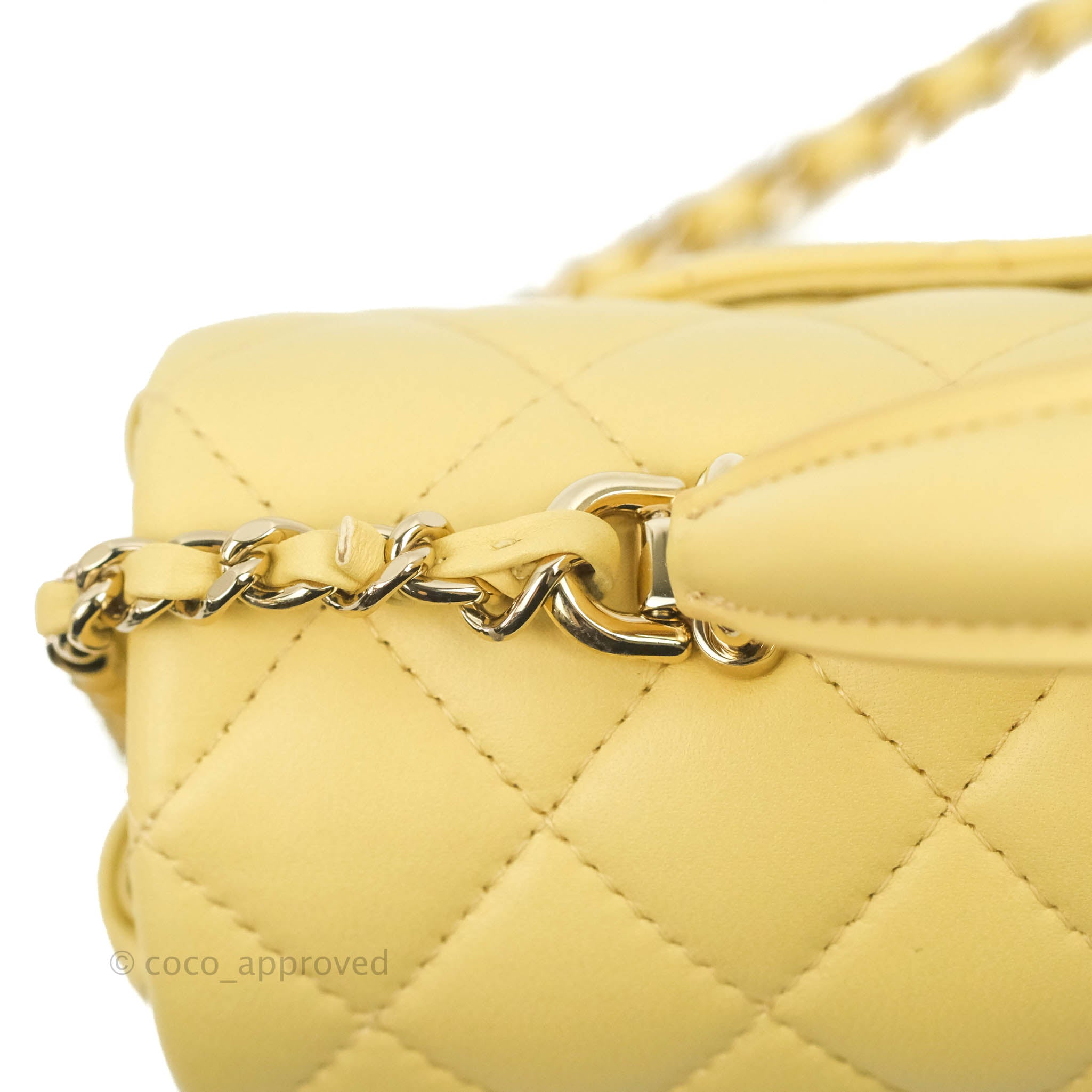 Chanel Top Handle Mini Rectangular Flap Bag Yellow Lambskin Gold Hardw – Coco  Approved Studio