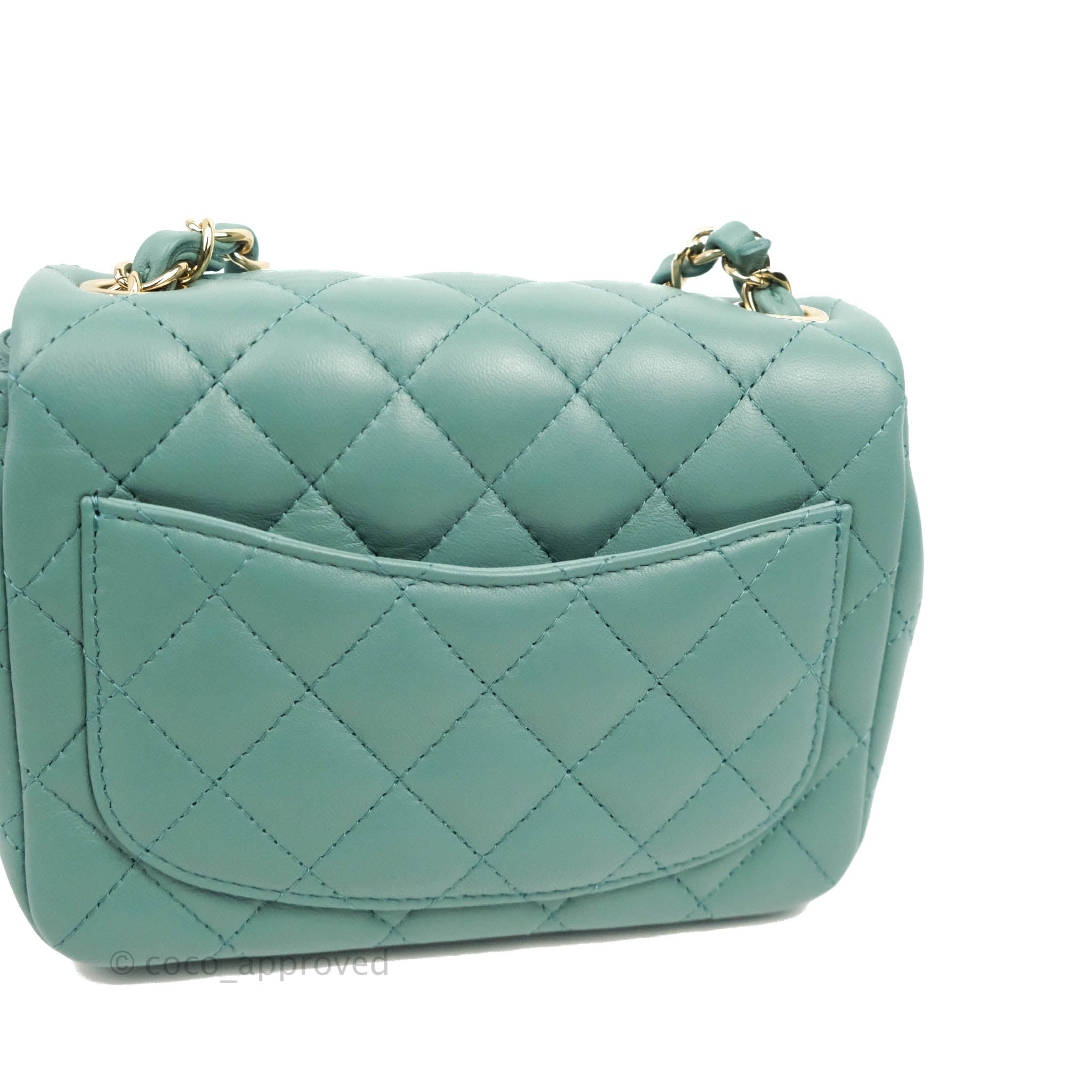 Chanel Mini Rectangle, Tiffany Green Lambskin Leather with Shiny Gold  Hardware, New in Box