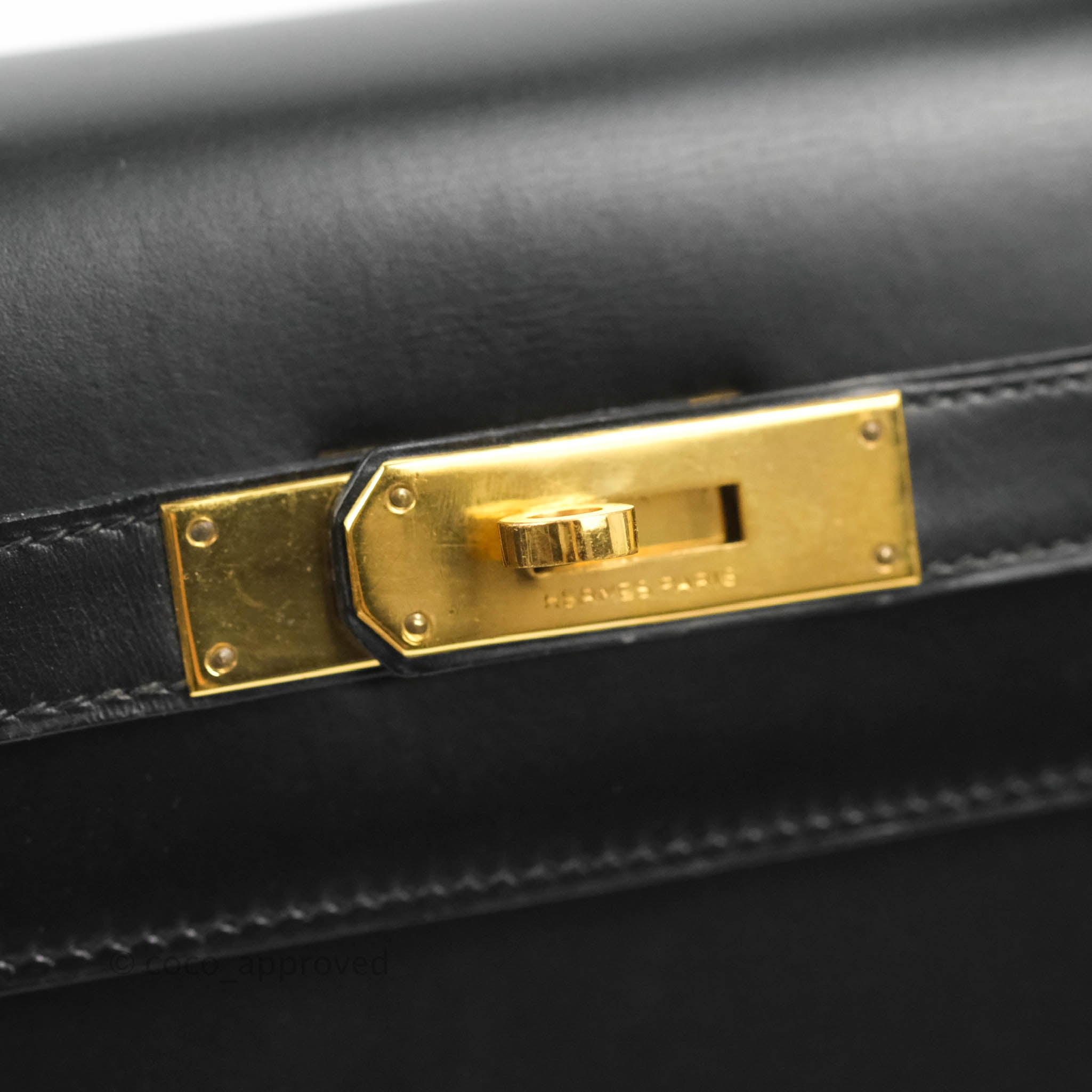 Hermes Kelly Chain Bag Box Leather Gold Hardware In Black