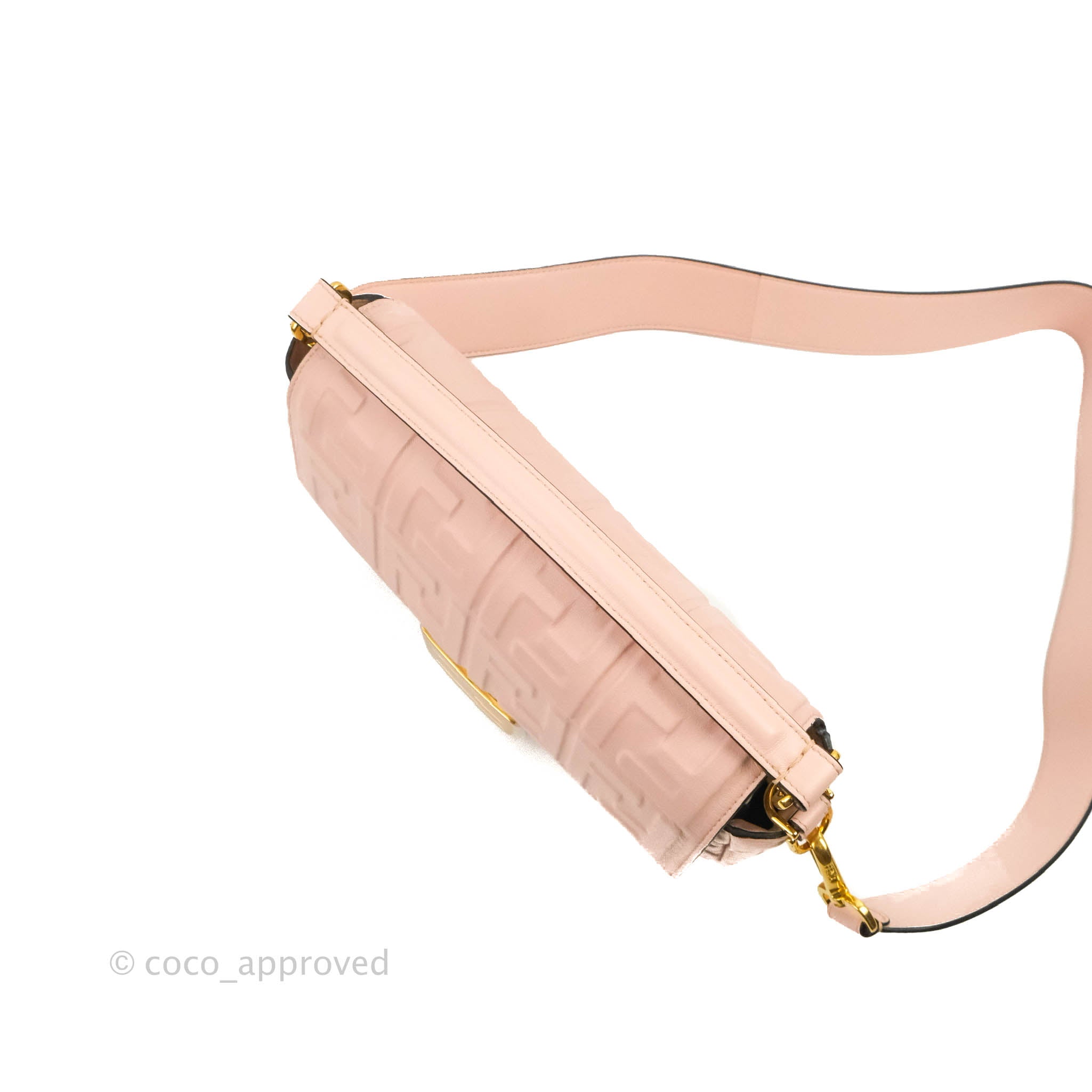 Fendi Nappa FF 1974 Embossed Baguette Rosa Quarzo