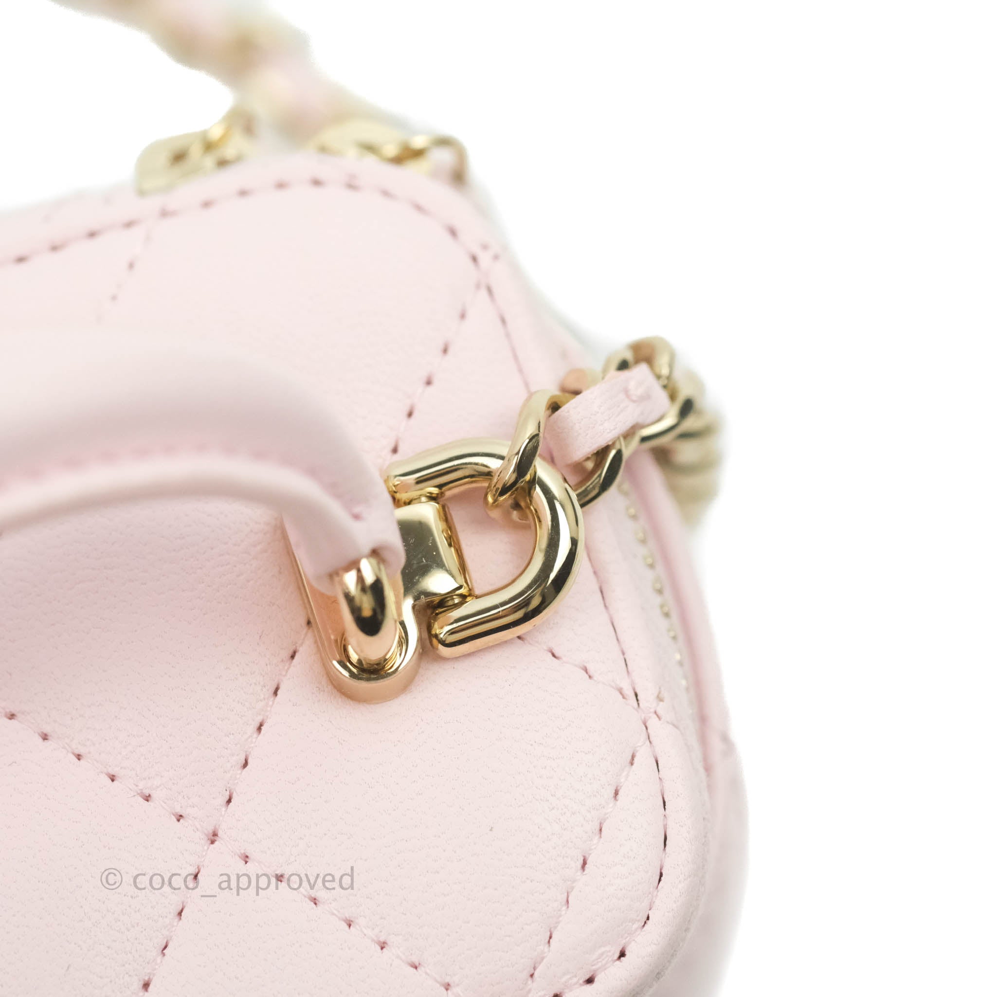 NWT! 💕22C CHANEL Sakura Pink Mini Square Vanity 💕Grained Gold HW Chain Bag